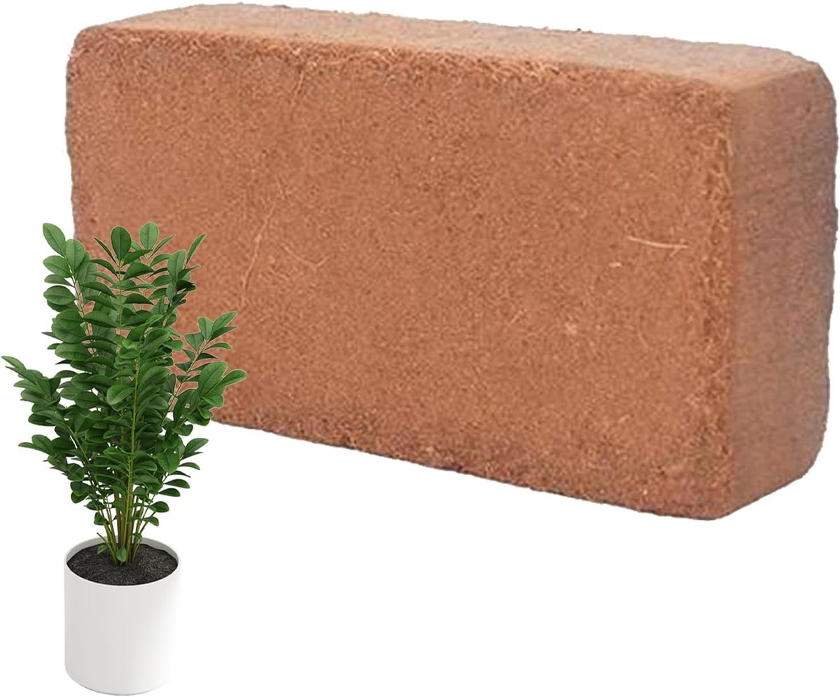Kokosvezel Grondblok - Potgrond Blok - Planten Kweken - Vochtregulerend - 6-7 Liter Schuimend - Bruin