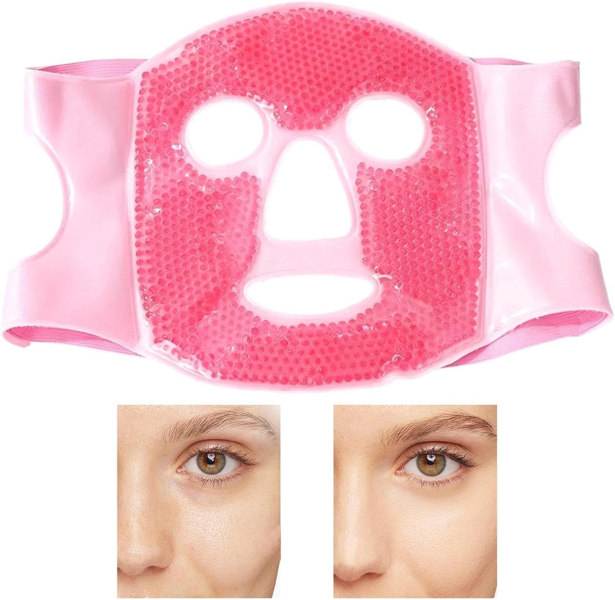 Gezicht IJskompres - Koud Gezichtsmasker - Verkoelende Therapie - Handsfree Ontwerp - 25x21 cm - Blauw
