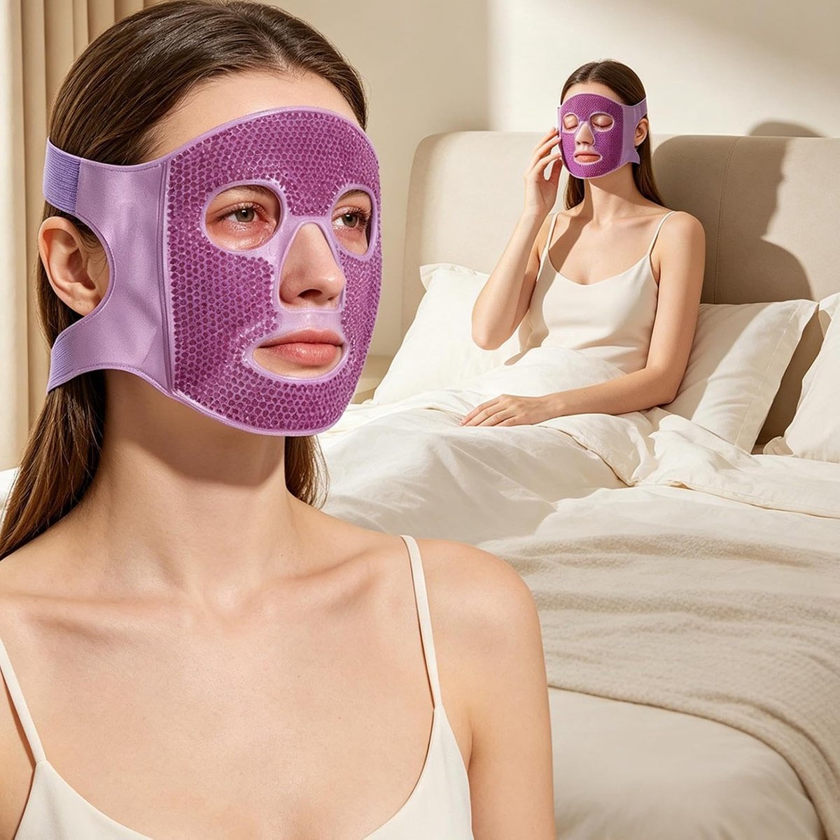 Gezichtsmasker IJs - Koud Kompres - Huidherstel - Dubbelzijdig - 25 x 21 cm - Blauw