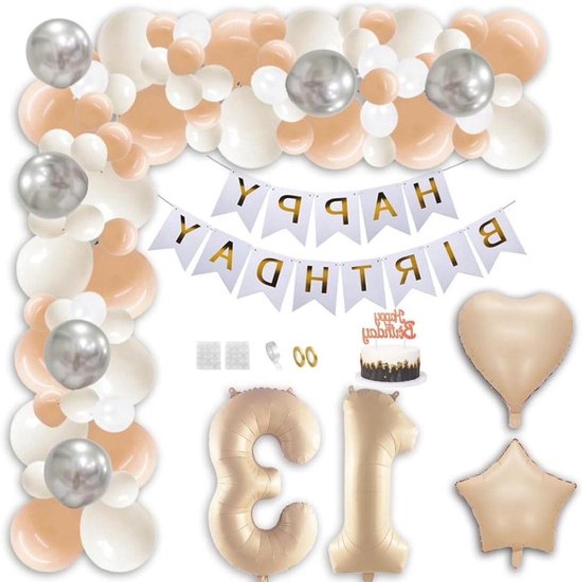 Allecto Plus - Verjaardagsfeest thema decoratie set in karamel goud - Happy