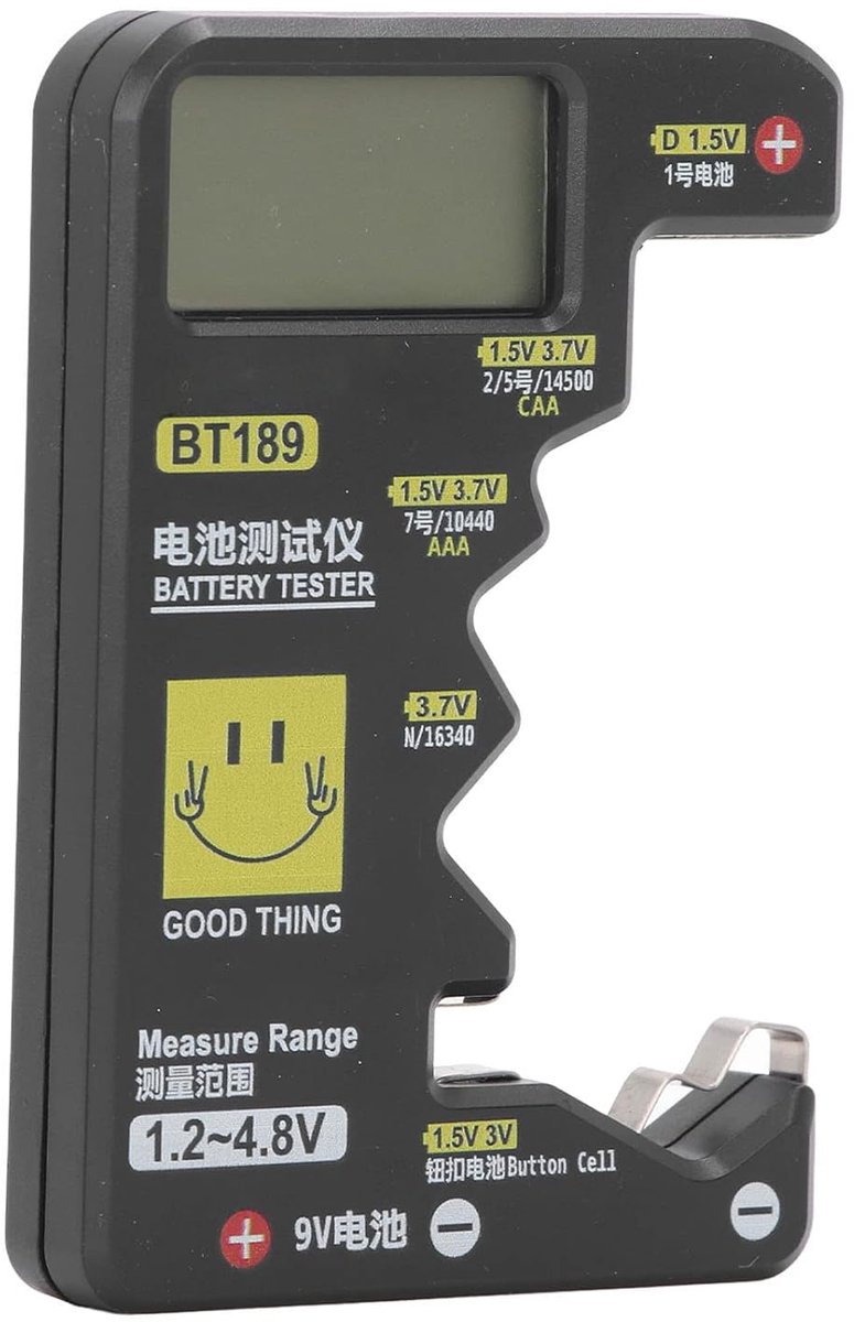Groot LCD-scherm Digitale Batterijchecker Betrouwbare Batterijtester voor N D C AA 14500 AAA-knoopcel Eenvoudig Te Gebruiken voor Efficiënt Batterijbeheer ABS Zwart
