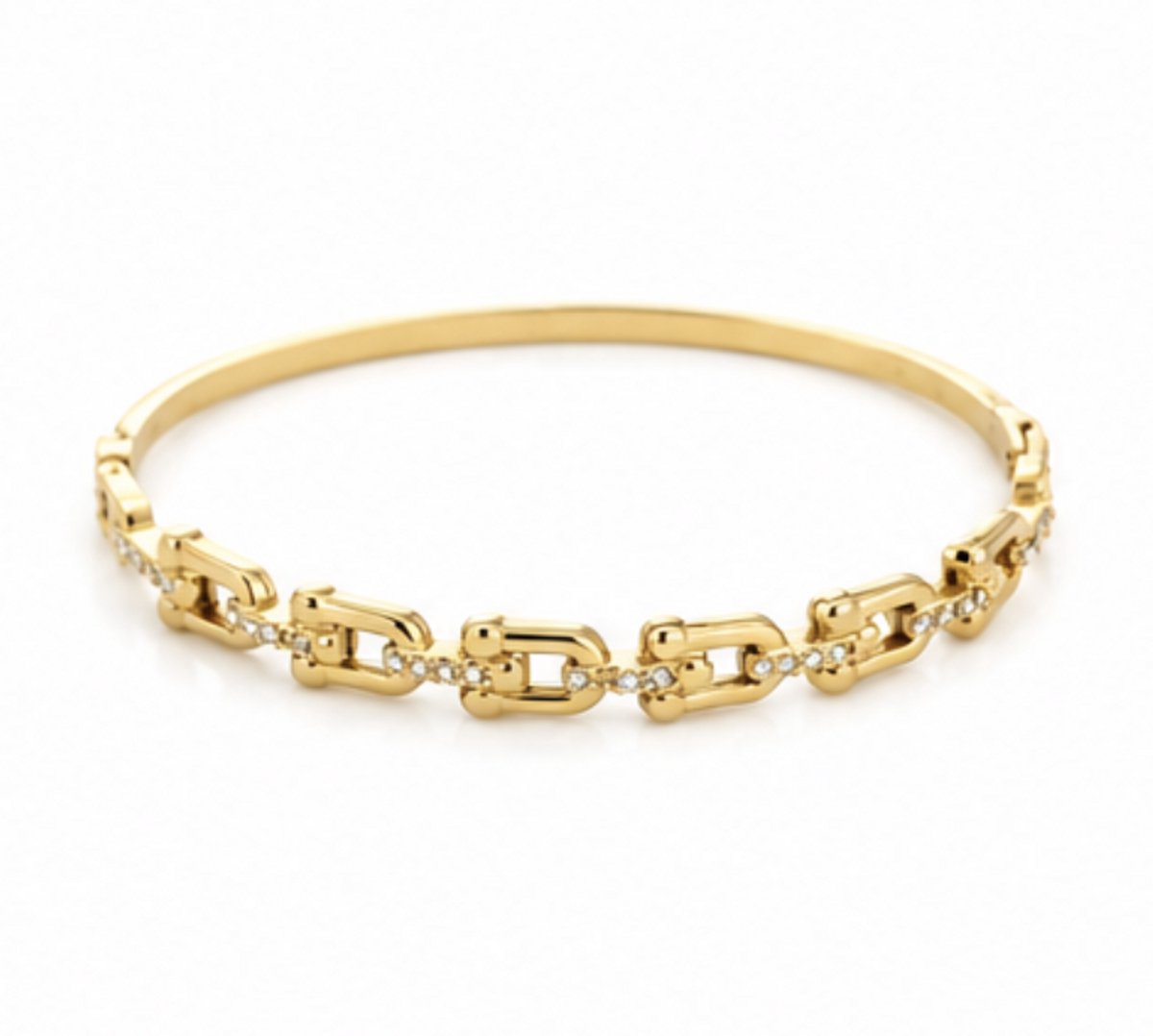 Rivello – Armband Dames Goud Bangle Schakel Zirkonia – Verguld Roestvrij Staal – Nikkelvrij – Cadeau Voor Haar