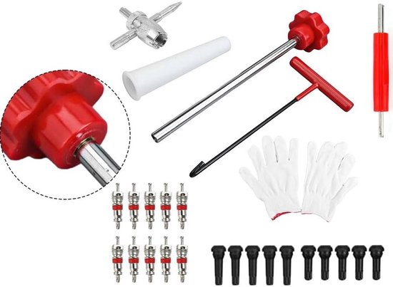 Reparatieset Ventielkern - Bandenonderhoud - Bandreparatie Auto - 26 Delig - 22 x 8 x 5 cm - Multicolor — afbeelding 5