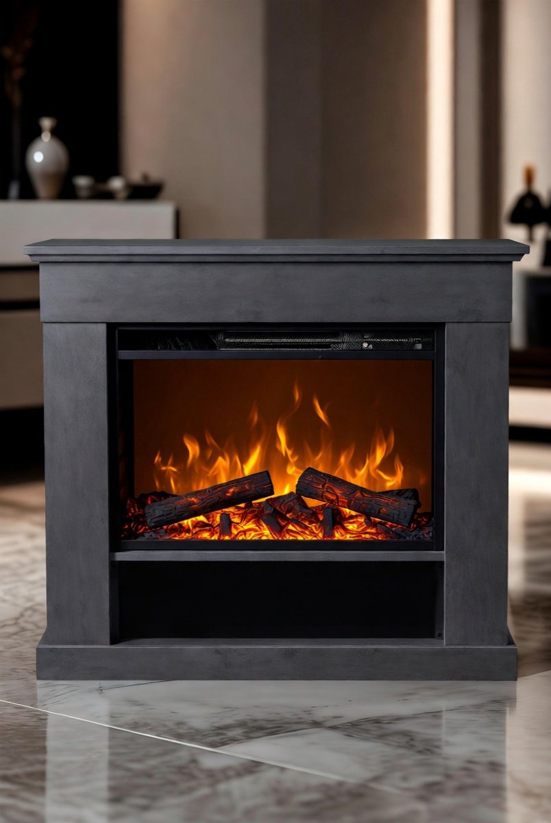 Vrijstaande Elektrische Sfeerhaard met Verwarming 1500W – LED 3D Vlameffect met 3 Kleuren & Knispergeluid – Incl. Afstandsbediening, Timer (0,5–7,5 uur) & Ventilatorkachel – Luxe Houtlook Design – Medahomestore