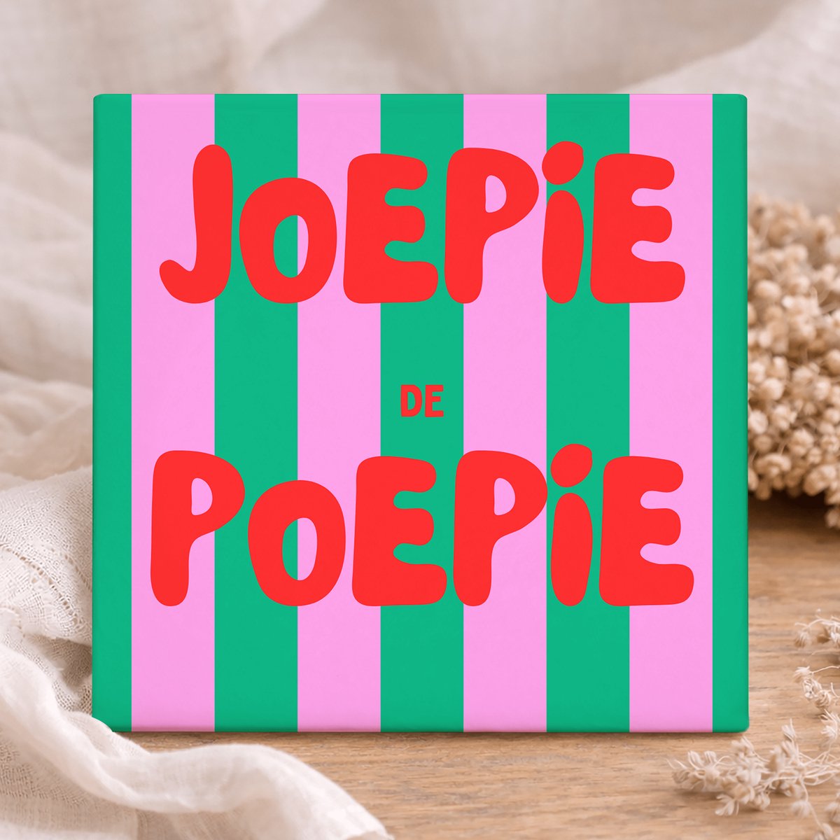 Printazzy - Tegeltje met Tekst Joepie de Poepie - Grappig WC Tegeltje - Toilet Decoratie - Badkamer Decoratie - Housewarming Cadeau - Keramisch Tegeltje - Wanddecoratie