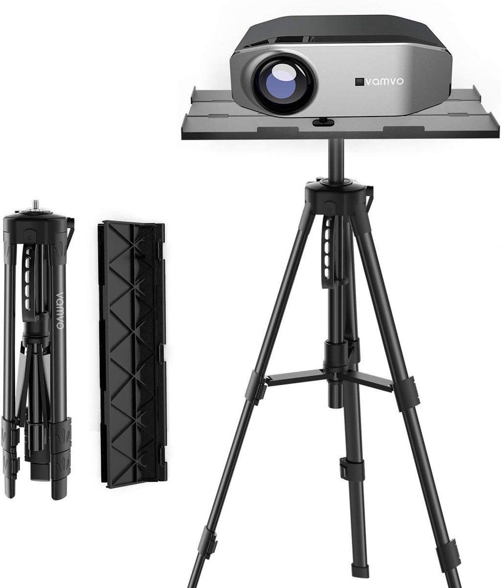 Projector Statief - Vloerstandaard Beamer - Thuisbioscoop Presentatie - Opvouwbare Plaat - 42-115 cm Verstelbaar - Zwart