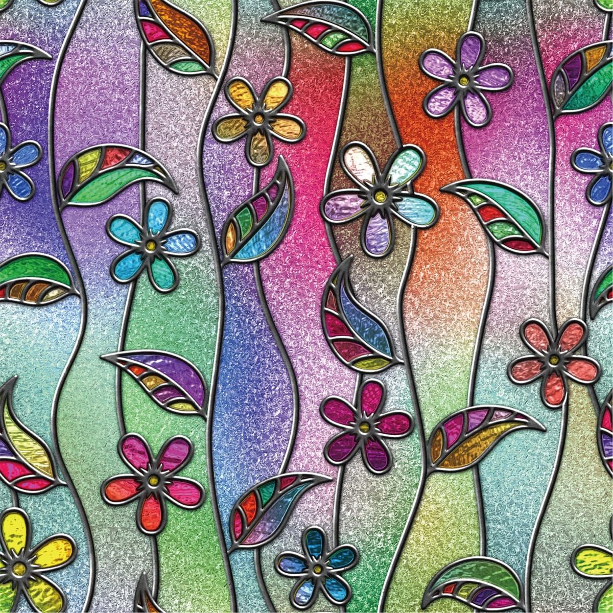 Raamfolie Privacy - Glasfolie Decoratie - Ruimte Verfraaien - 3D Bloemenpatroon - 90x200 c