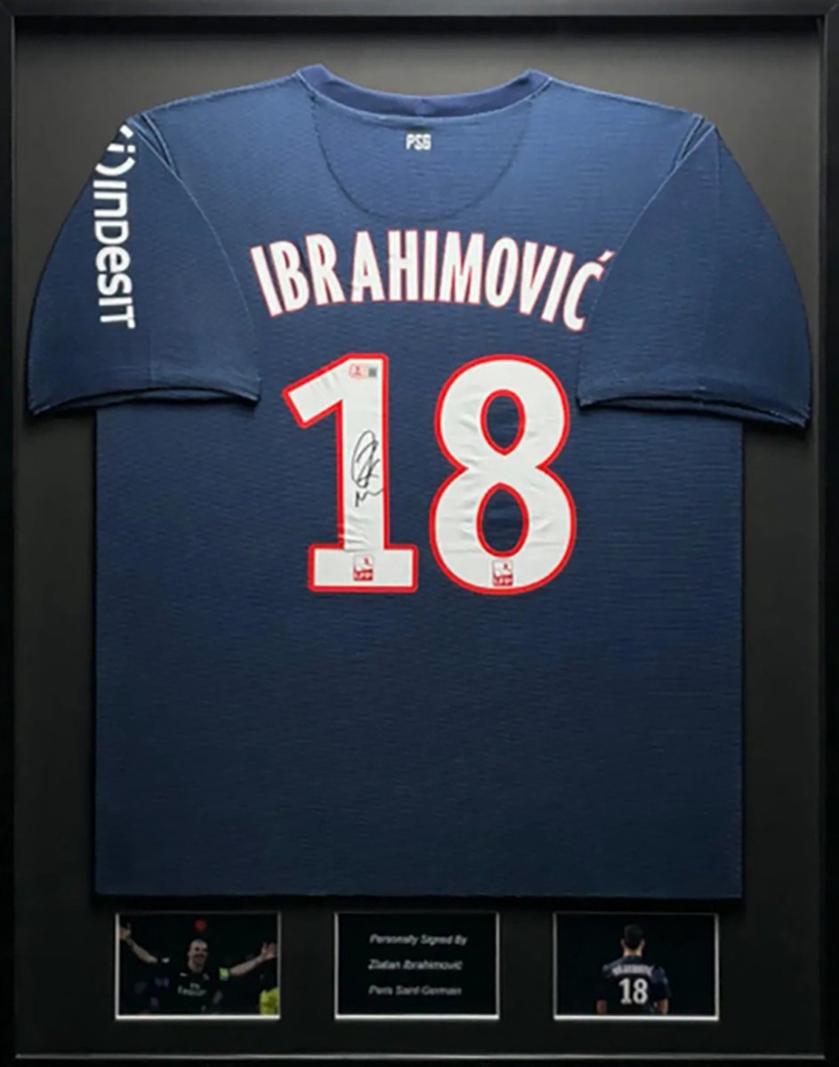 Zlatan Ibrahimovic gesigneerd Paris Saint Germain 12/13 ingelijst thuis shirt