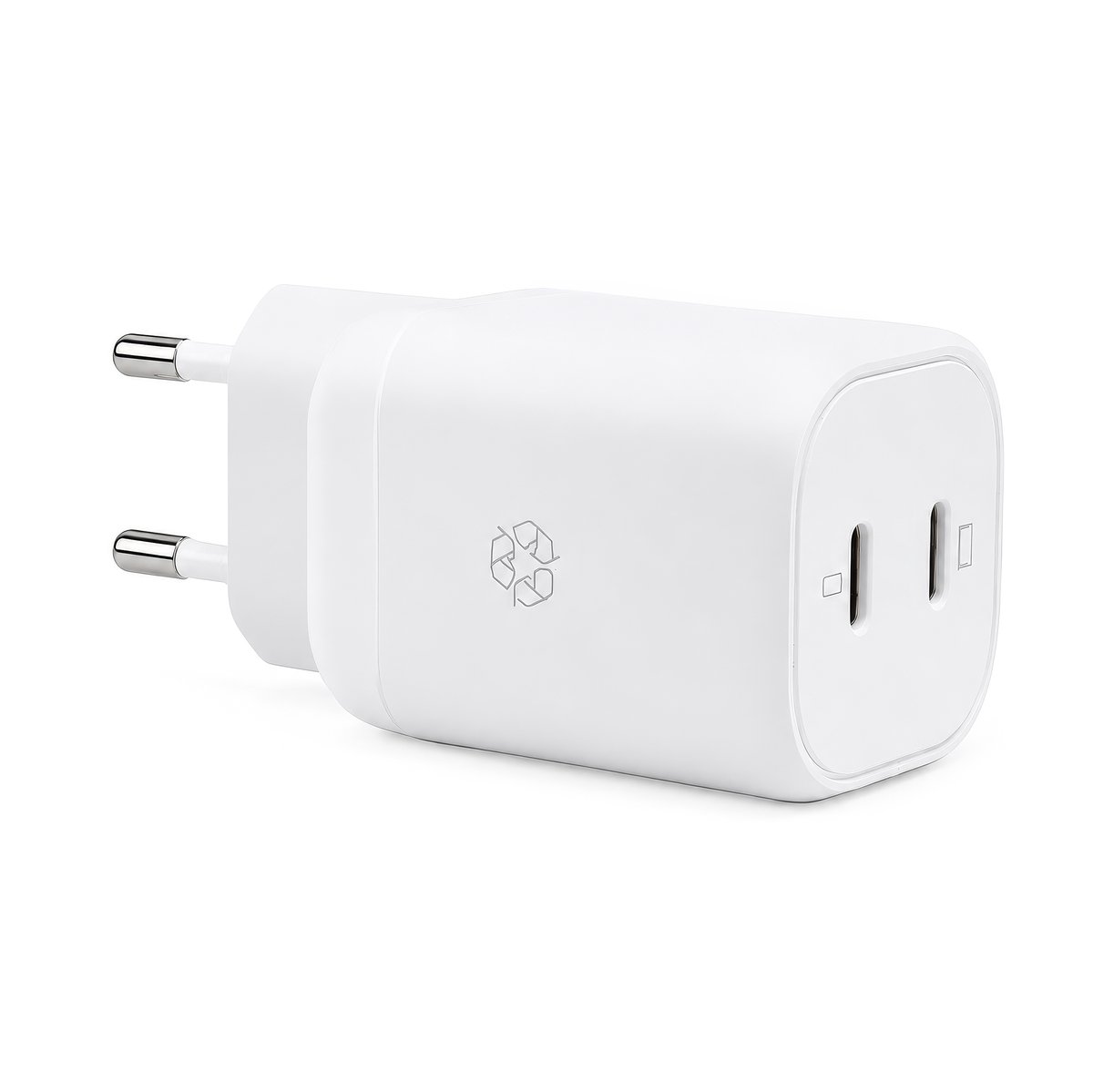 ËSSENTIALS by Upström 100W Dual USB-C Snellader - Geschikt voor iPhone, Samsung & Android - 100% Gerecycled Plastic - Wit