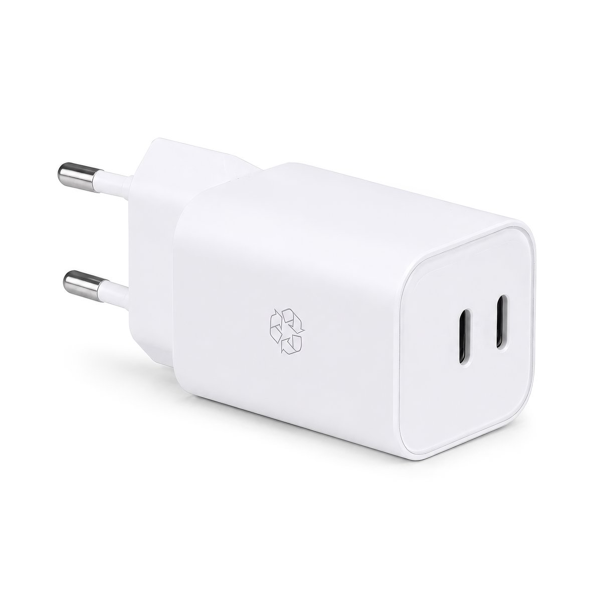 ËSSENTIALS by Upström 65W Dual USB-C Snellader - GaN Oplader– Geschikt voor iPhone, Samsung & Android - Gerecycled Plastic - Wit