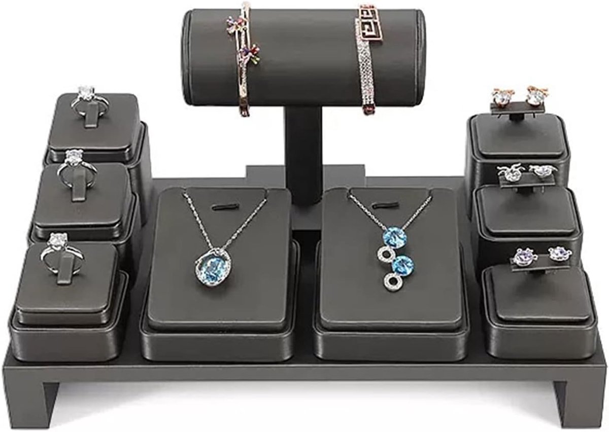 Sieraden Display - Sieradenhouder Organizer - Sieraden Tonen - Elegante Kunstlederen Afwerking - Compact Formaat - Zwart