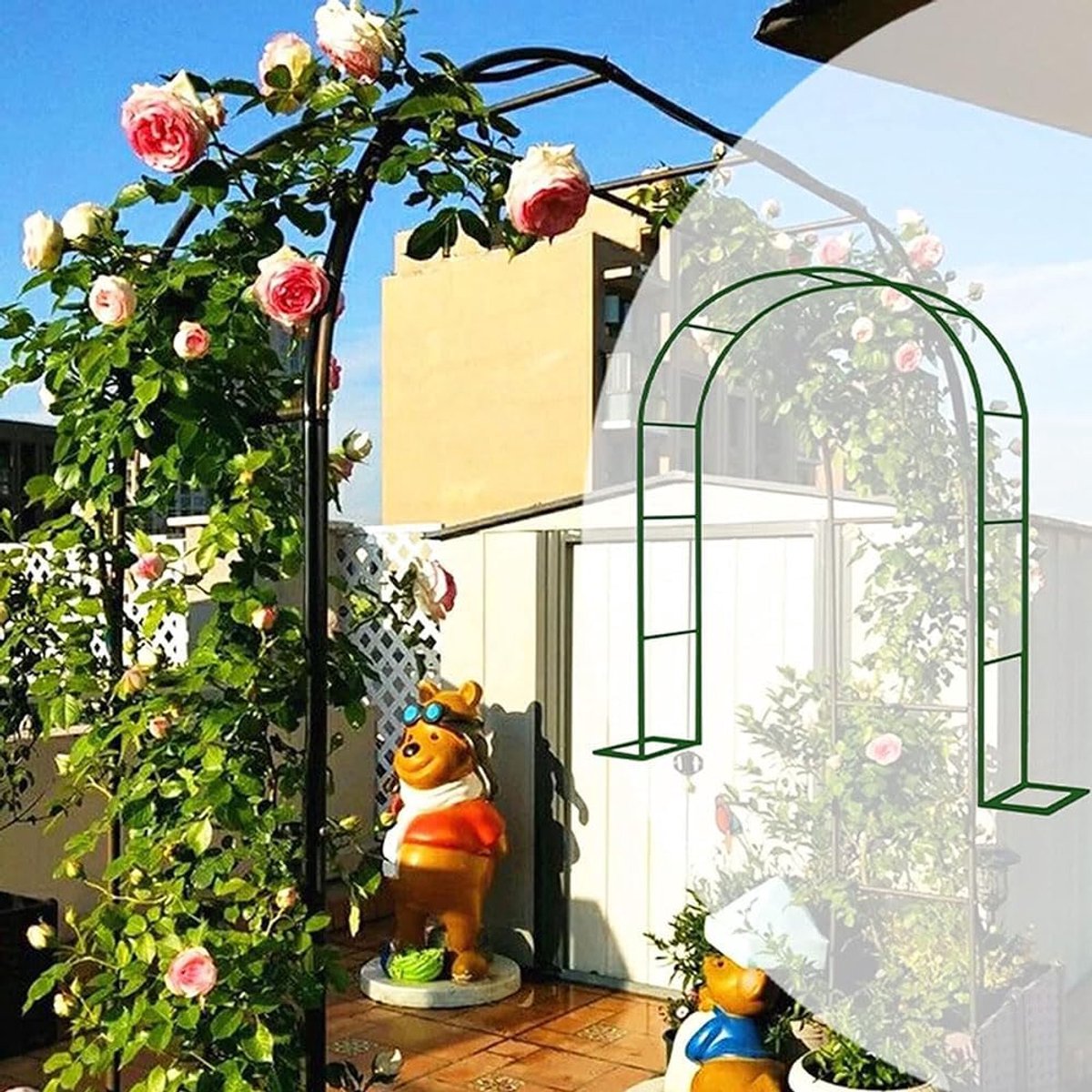 Metalen Rozenboog - Decoratieve Tuinboog - Planten Ondersteunen - Stevig Stalen Frame - 180 x 220 cm - Zwart