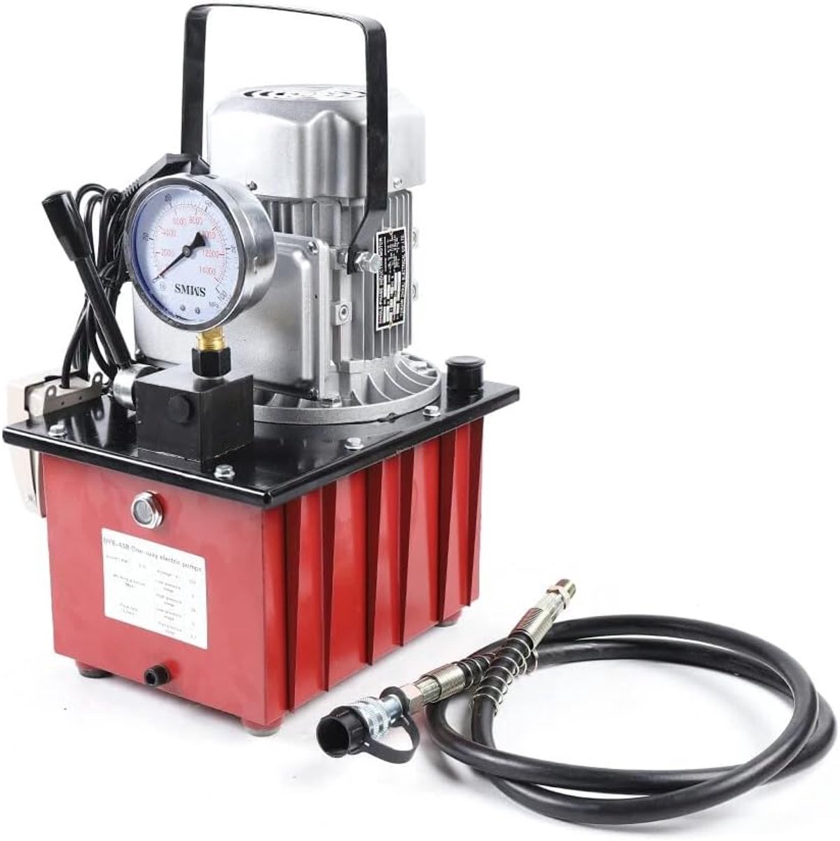 Elektrische Hydraulische Pomp - Hogedruk Pomp - Zware Taken Uitvoeren - Voetpedaal Bediening - 7 Liter Tank - Rood