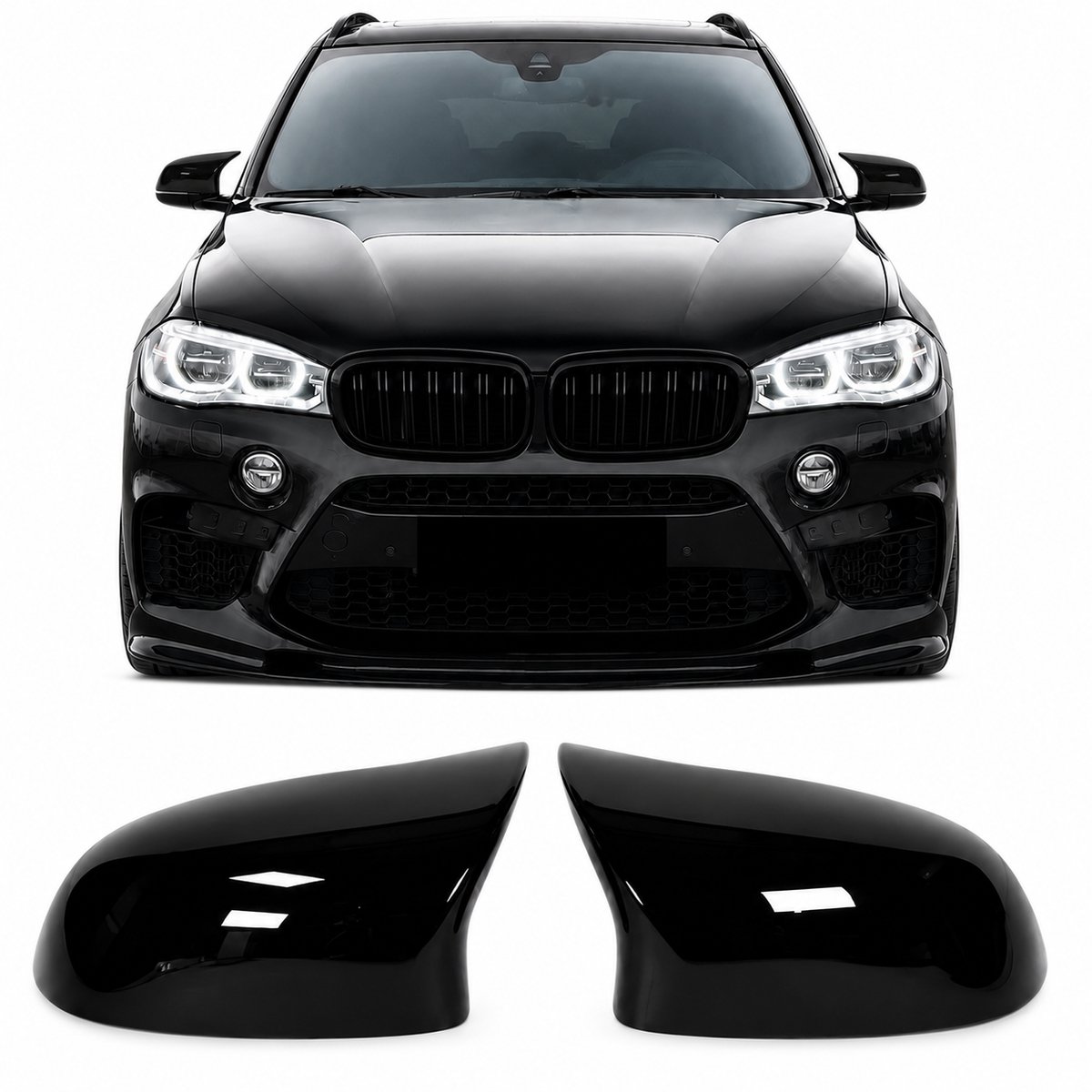 Spiegelkappen geschikt voor BMW f15 f16 f25 f26 x3 x4 x5 x6 Glanzend Zwart 2013-2018