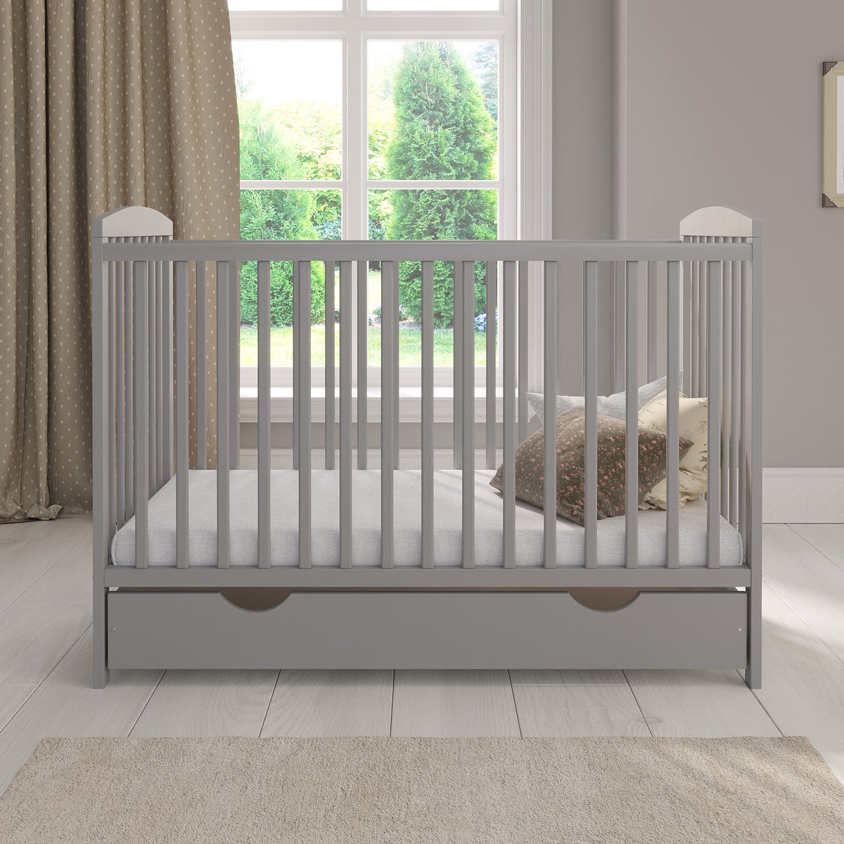 Love For Sleep Jacob Grey Babybedje 2-in-1 – Meegroeibed 120x60 cm – Inclusief Ruime Schuiflade & Bijtringen – Exclusief Matras – Massief Grenenhout – Grijs
