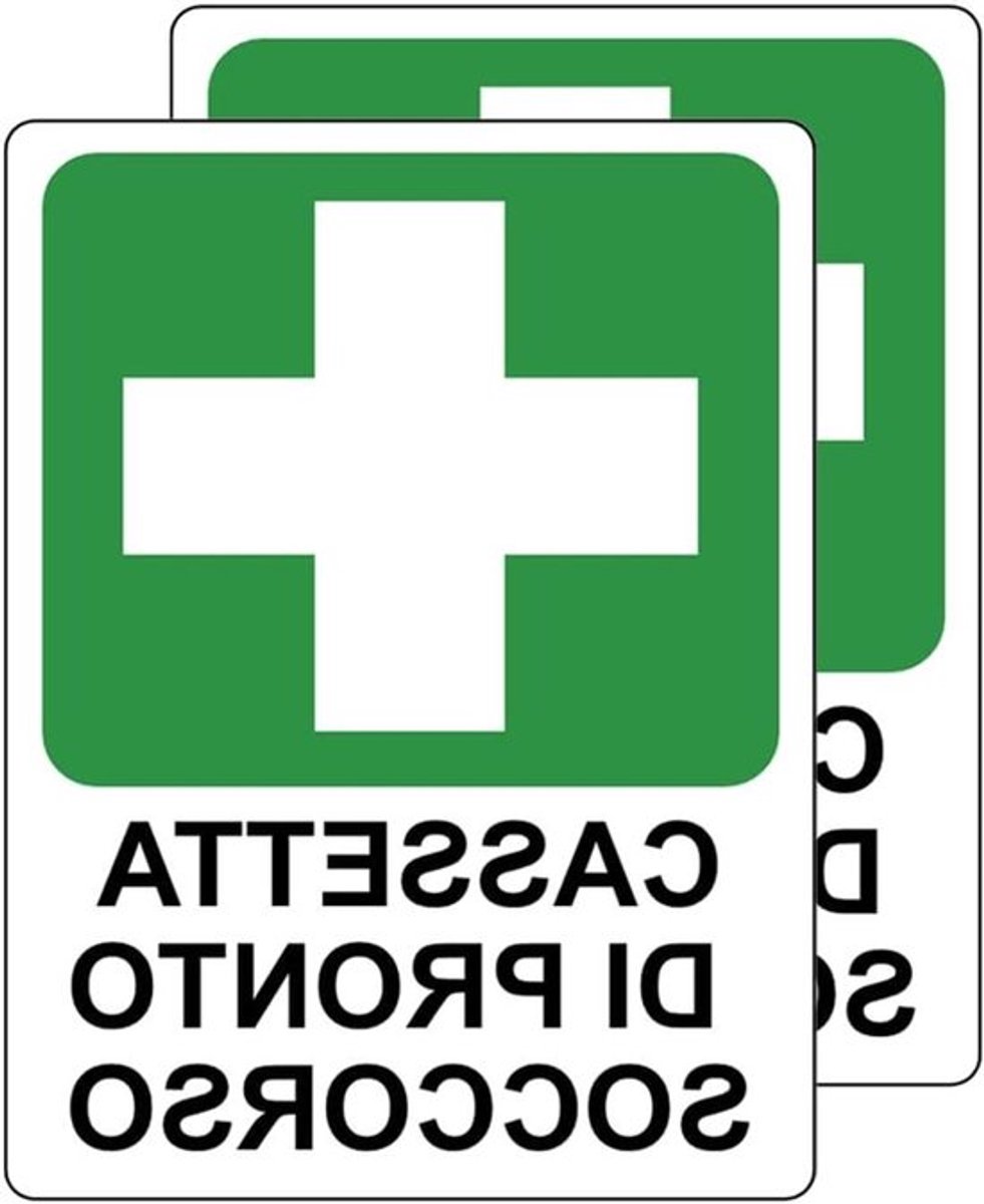 2 stukken selfadhesieve ehbo-stickers 150x200 mm