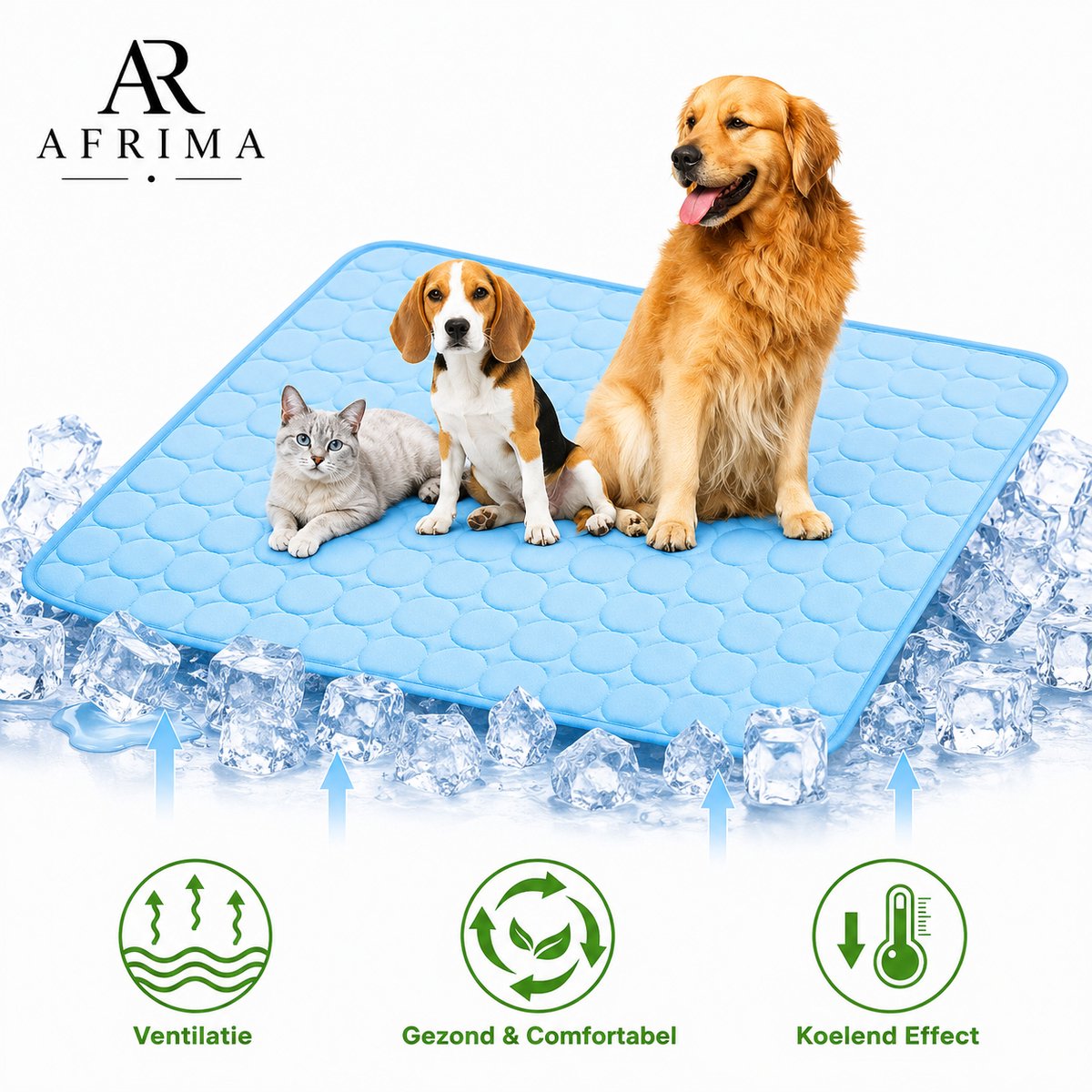 XL Koelmat voor Honden & Katten – Ademend en Wasbaar Huisdierbed | Zomer Verkoelingsmat voor Auto, Bench & Thuis