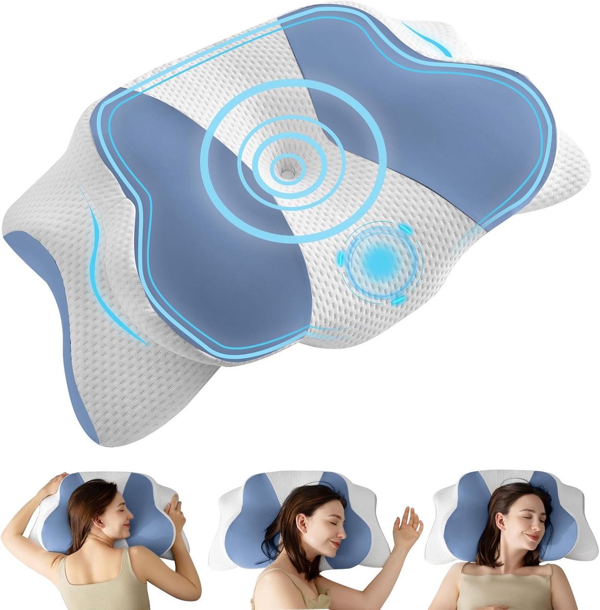 In Hoogte Verstelbaar Traagschuimkussen - 5s Langzame Terugvering Ergonomische Vorm - Wasbare Hoes Van Ijzijdemix Temperatuurregulerend - Ideaal Voor Alle Slaapposities