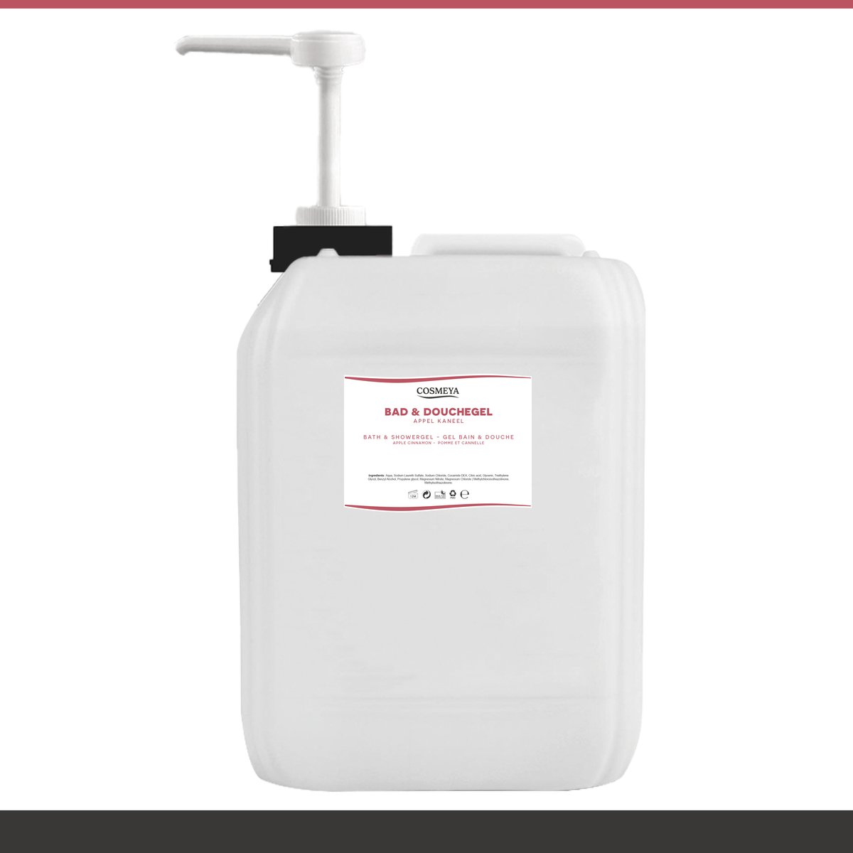 Bad & Douchegel - Appel Kaneel - Lichtroze/Transparant - 5 Liter - Met Pomp - Jerrycan - Navulling - Navullen - Mannen - Heren - Dames - Vrouw - Shower gel - Showergel - Douche gel - Shampoo - Jerrycans - Voordeelverpakking - Body wash - Douchgel