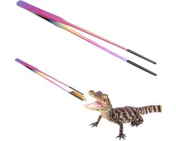 Voedertang Aquarium - Lange tang - Dieren voeren - Zachte siliconen punt - 27 cm - Zwart