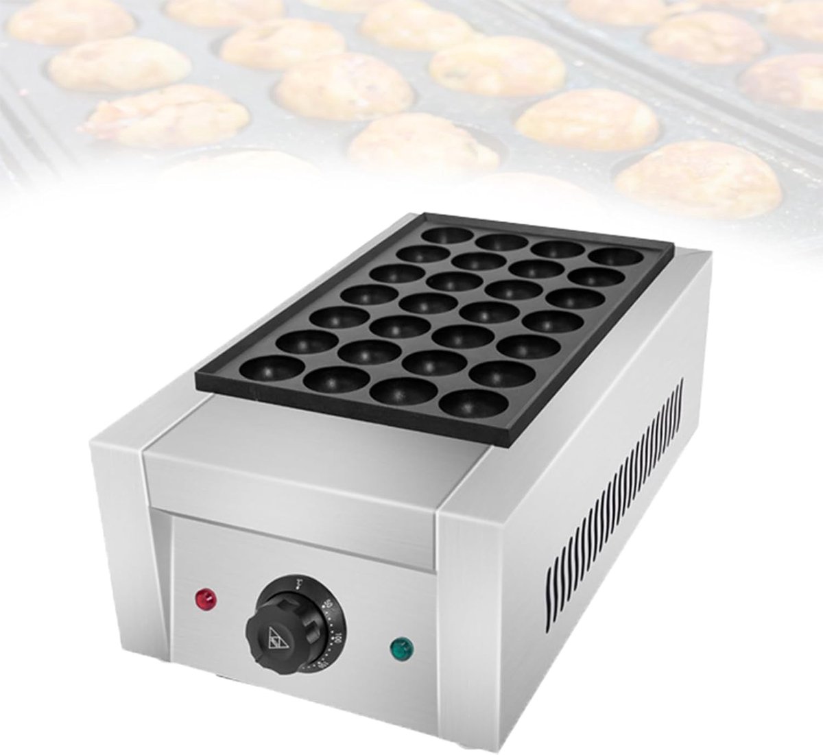 Poffertjesapparaat - Mini Pancake Maker - Zoete Gebakjes Maken - Instelbare Temperatuur - 52x30x20 cm - Zilver