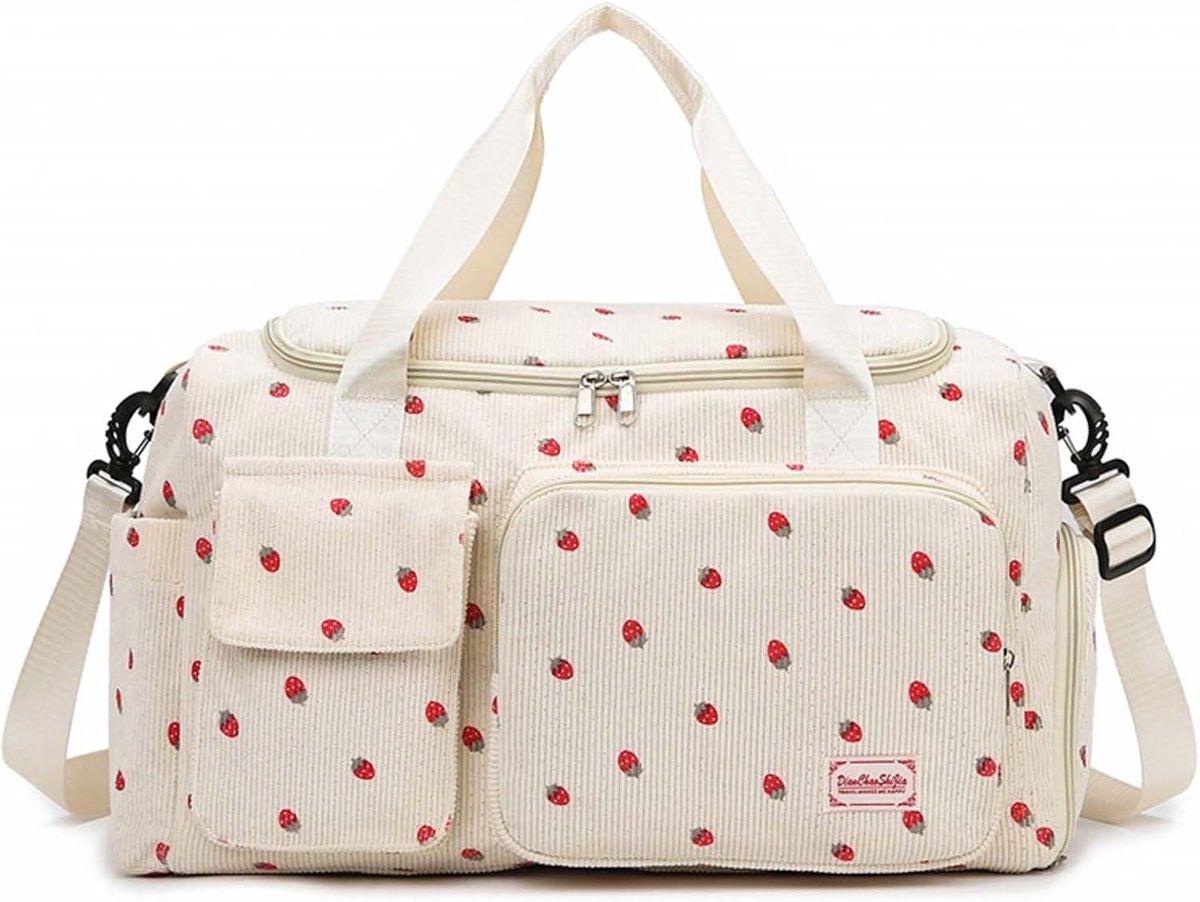 SnelShoppen - Dames Sporttas Reistas Weekendtas met Schoencompartiment en Droognat Scheiding, 20-35L, Beige, 48x27x24cm voor Sport, Weekendje Weg en R