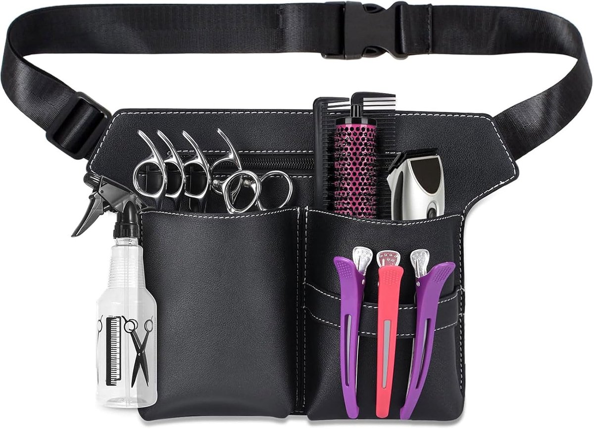SnelShoppen - Friseur Tool Bag - PU Leren Friseur Gereedschapstas - Schaar Tas voor Kappers en Haarstylisten - Zwart - Waterdicht, Duurzaam en Compact
