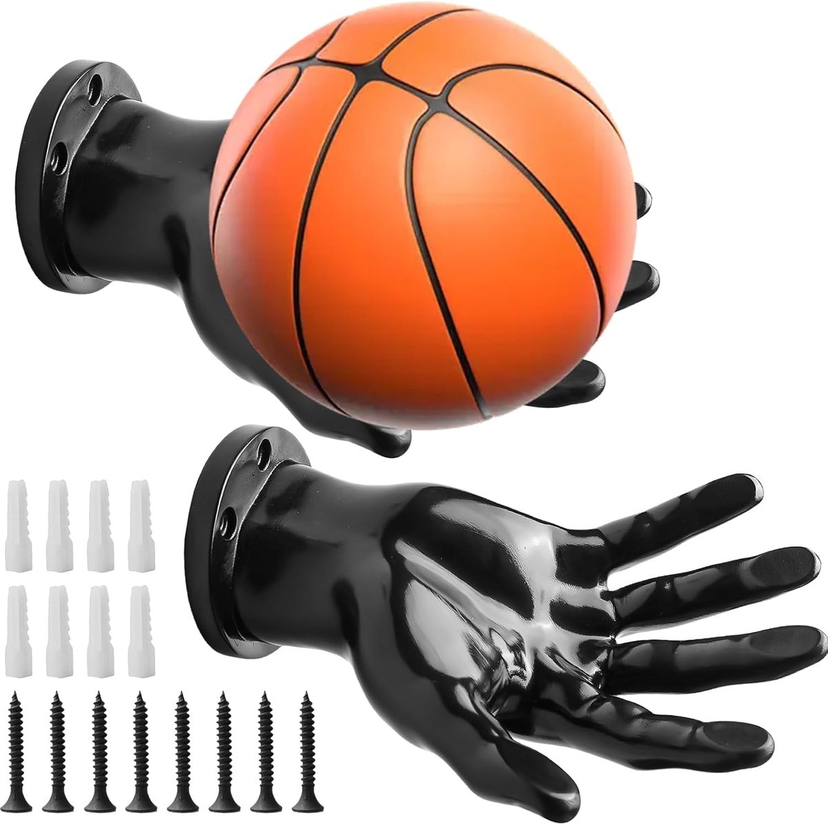 Basketbal opslagrek 2 stuks - Palmvormig PVC - Wandhouder met schroeven - Houdt je ballen mooi en nieuw - SnelShoppen