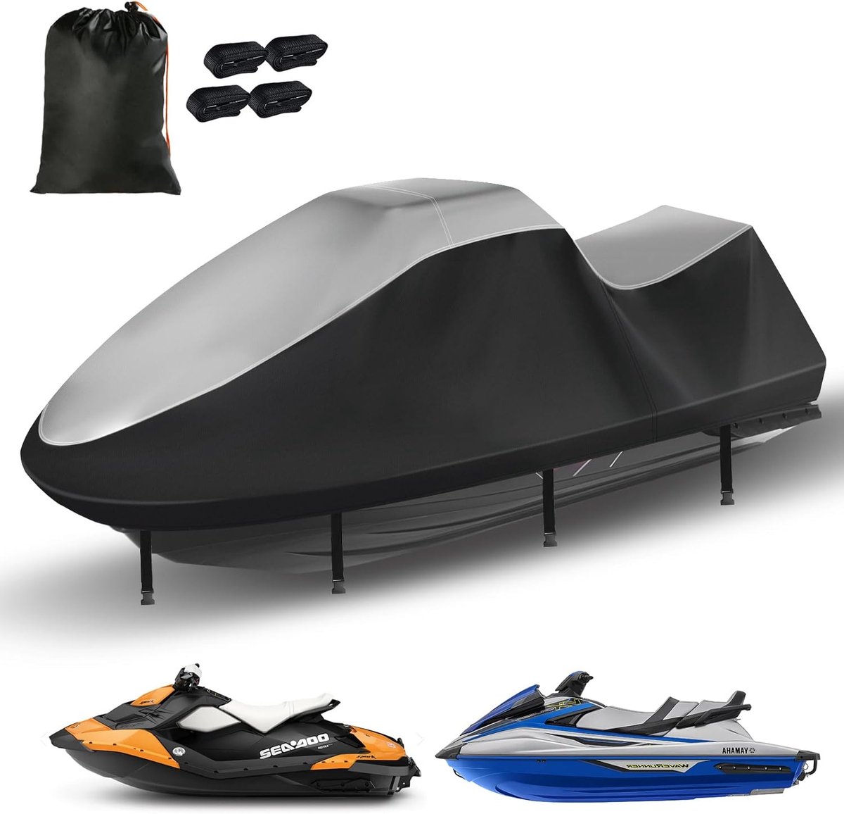 SnelShoppen - Jet Ski Cover 420D, Waterdichte 3 Zitter Bescherming, Verbeterde Waverunner Hoes met 2 Ventilatieopeningen, 4 Windvaste Gespen, Universe