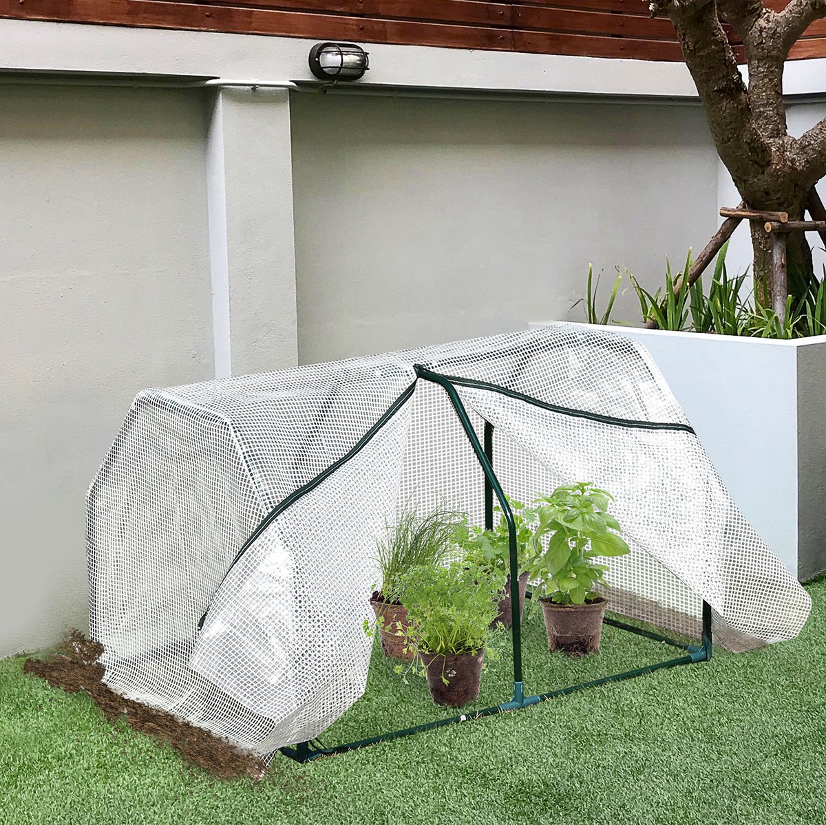 COVREO Foliekas 99x71x60 cm wit, stalen frame met ritssluiting
