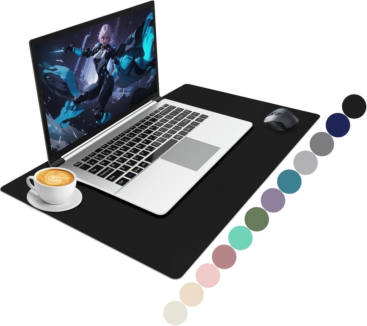 SnelShoppen - Bureauonderlegger 60x40cm - Zwart - Praktische PU Desk Mat met Antislip, Waterdicht voor Kantoor, Thuis en Laptopgebruik