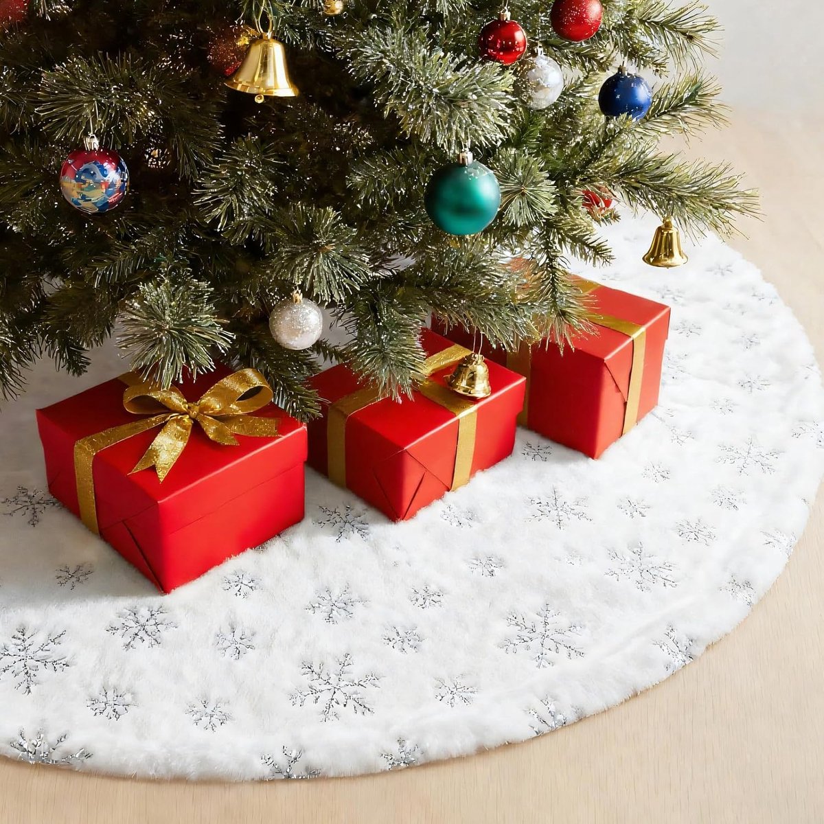 Kerstboom Rok - Boom Tapijt - Kerstversiering - Dikke Gebreide Stijl - 123 cm - Wit