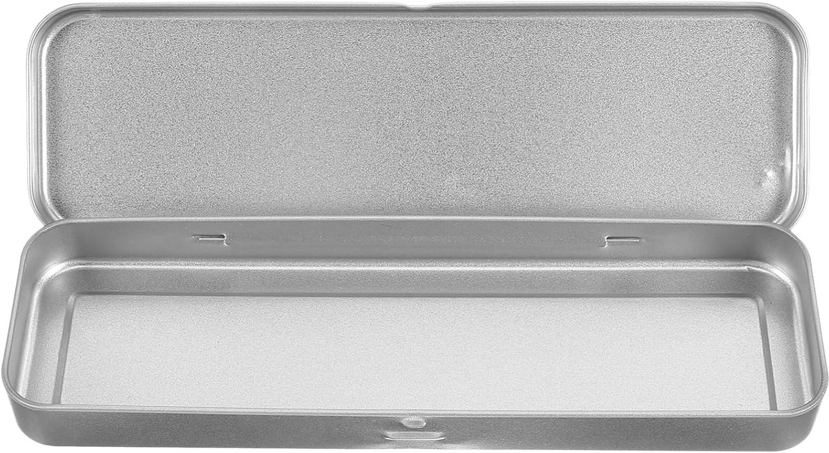SnelShoppen - Metaal Etui - Rechthoekig Pennenbox - Blik - Enkel Laag - School - Kleurpotloden - Zilver - 20.5x5.2x10.4cm - Praktisch - Stoer Design