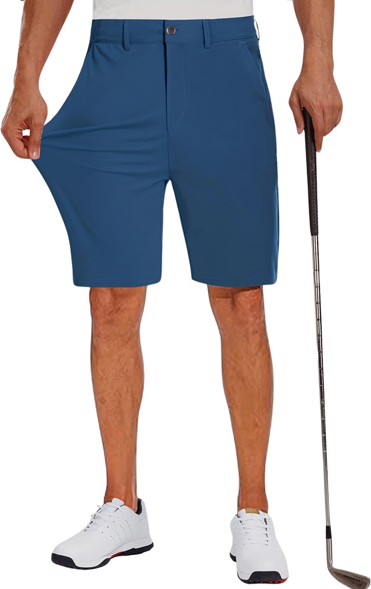 Currero Korte Broek Heren Golfbroek Spijkerbroek met Zakken Volwassenen Jongens Shorts Zee Blauw