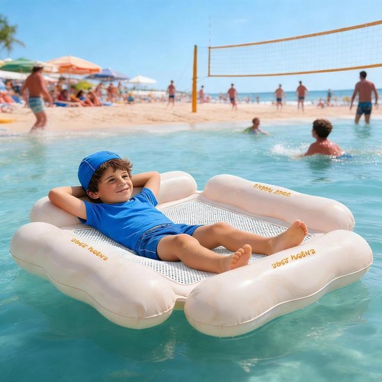 Opblaasbare Stoel - Waterhangmat Vlotter - Ontspannen op Water - Lekvrij PVC Materiaal - 110x100cm - Oranje — afbeelding 3