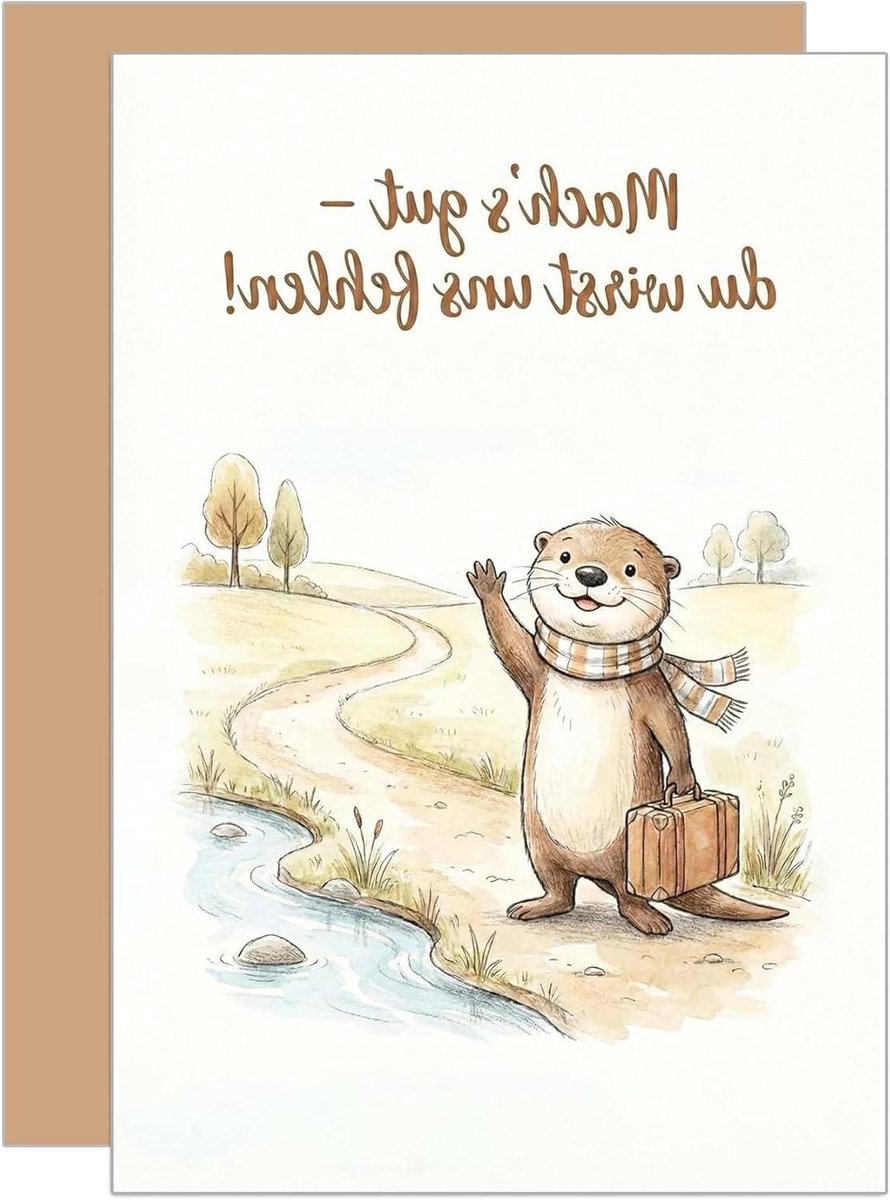 Wenskaart Afscheid - Groetenkaart Pensioen - Collega Bedanken - Dubbele Vouwkaart - 115 x 17 cm - Neutraal