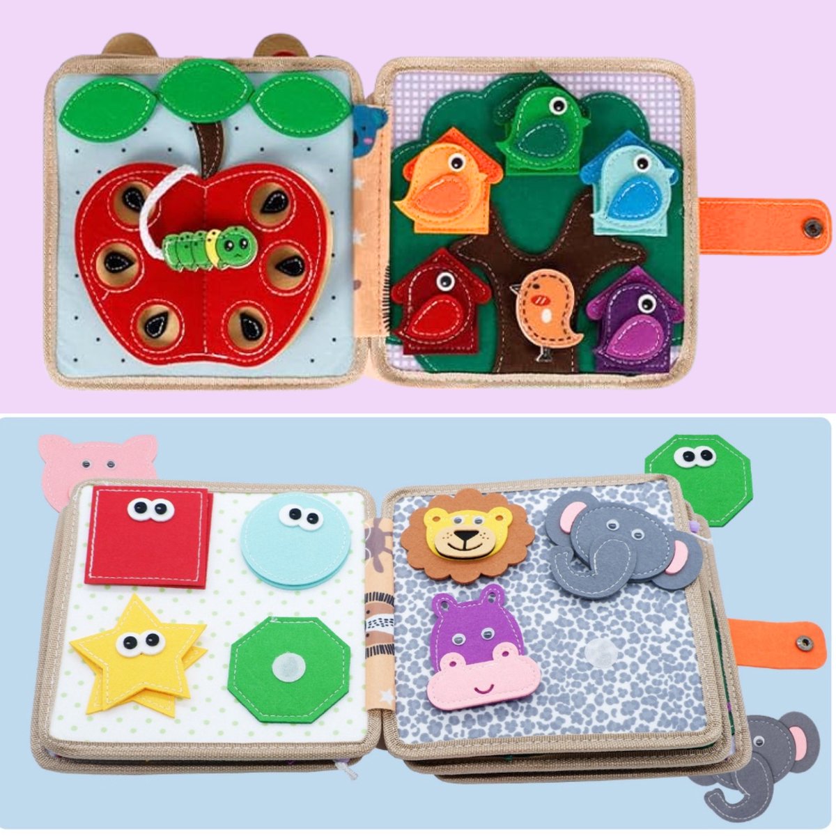 Joymaxx® Busy board book -Activiteitenboek Giraffe- Montessori speelgoed 2 jaar 3 jaar- Busy book - Baby speelgoed 6 maanden 1 jaar - Sensorisch Speelgoed Jongens en meisjes - Voor in de auto/onderweg- Sinterklaas Cadeau — cadeau in Spellen & Speelgoed - foto 5