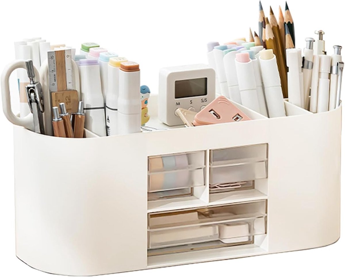SnelShoppen - Penhouder voor Bureau, Desk Organizer, Praktische Stationery, Grote Capaciteit met 10 Compartimenten, Ideaal voor Kantoor, Thuis en Scho
