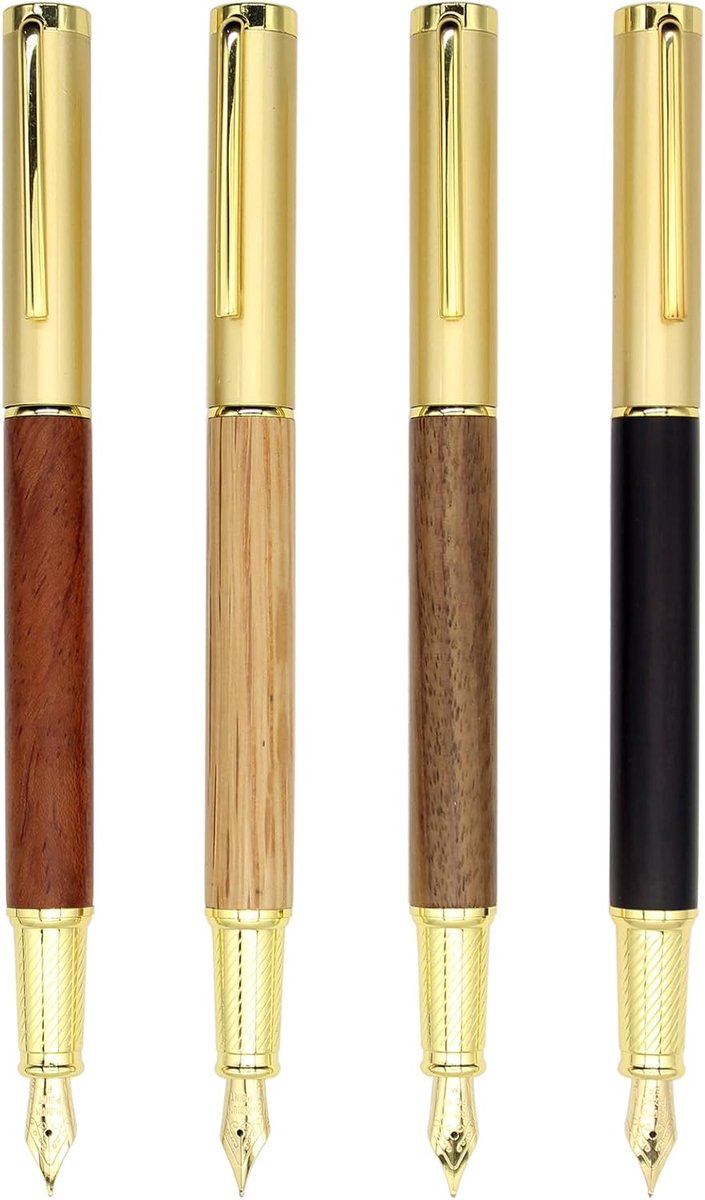 SnelShoppen - Sandelhout vulpen met fijne nib (0.5mm), rood, 139x12mm, inclusief inktconverter, perfect voor schrijven en creativiteit