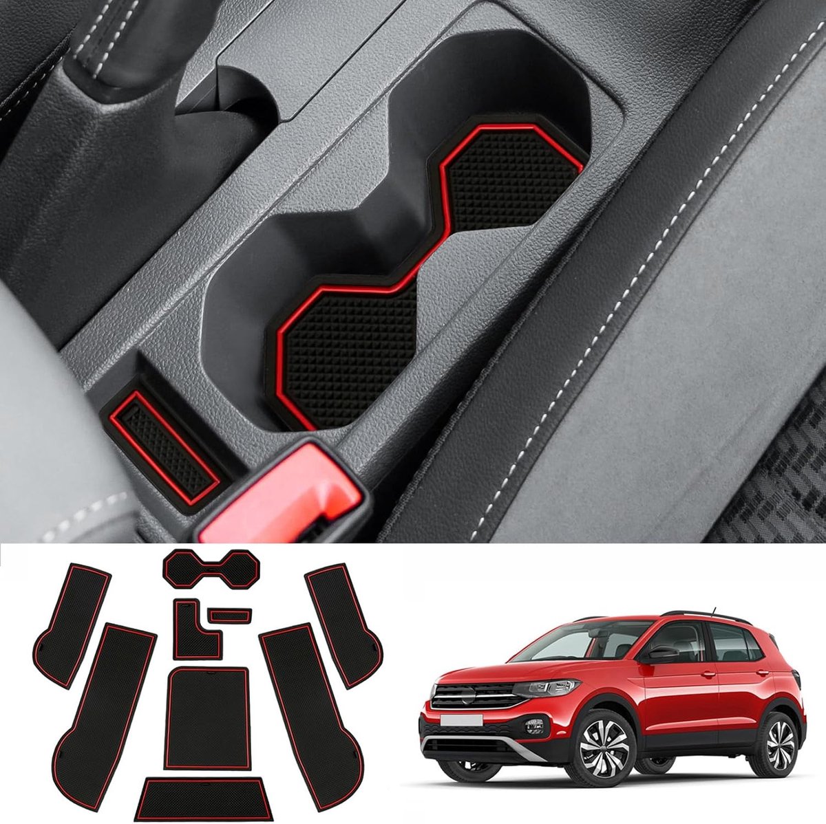 Anti-slipmatten VW T-Cross 2018-2024 - Rubber - Perfecte pasvorm - Versterkt interieur - ShopVlot