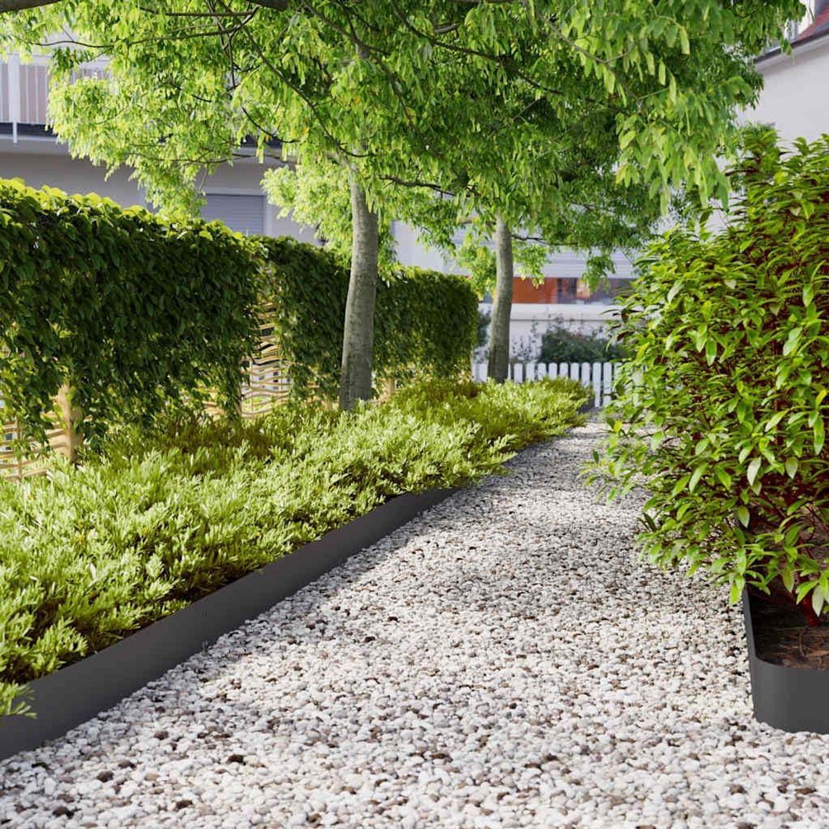 Gazonranden 50 stuks - Tuinafsluiting Perkrand - Tuin Afbakenen - Intelligent Insteeksysteem - 15x103 cm - Zwart