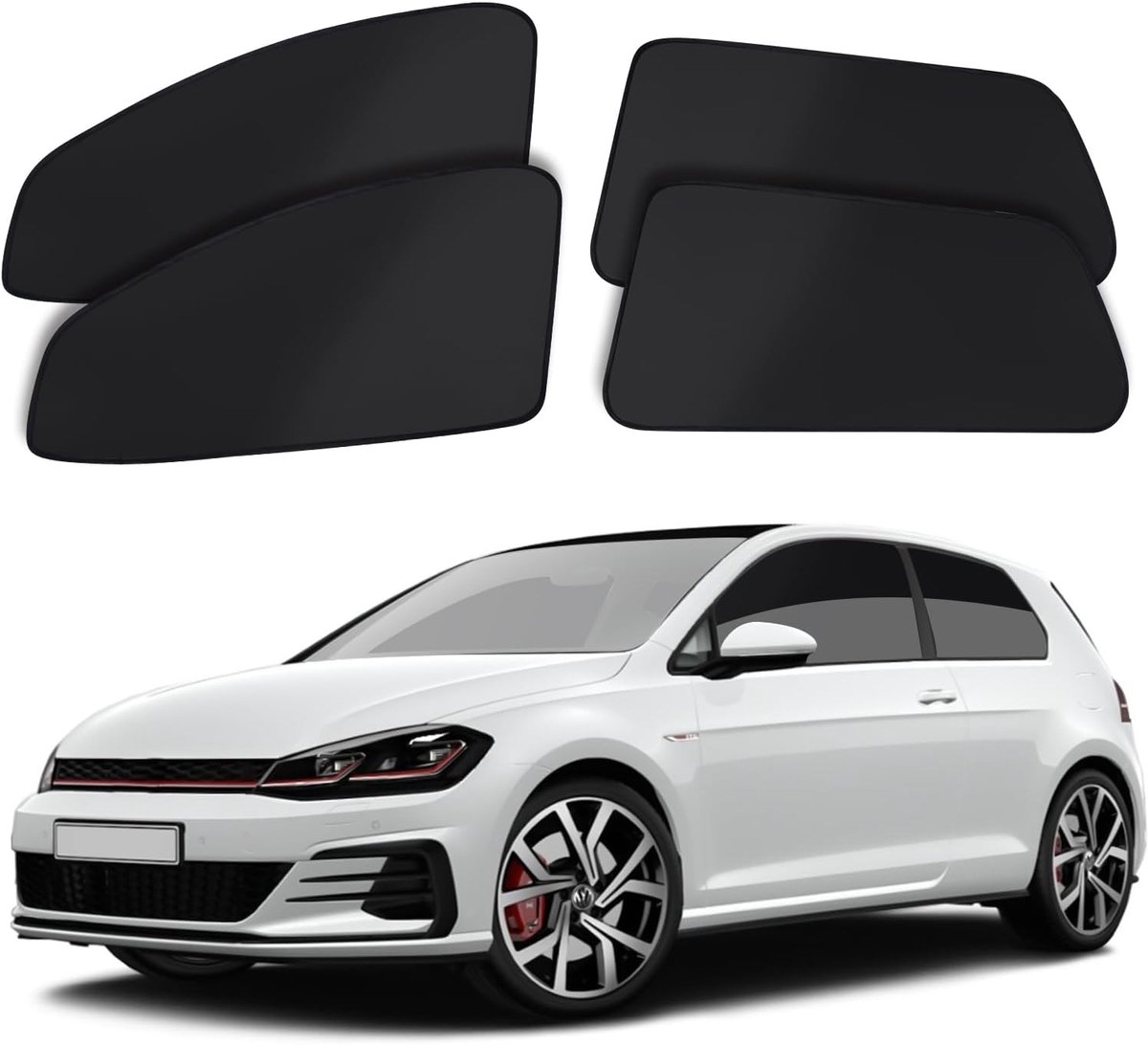 SnelShoppen - Zonnebescherming Auto voor VW Golf 7 2013-2021 - Raamgordijnen Magnetisch Zwart - Privacy Bescherming - Set van 4