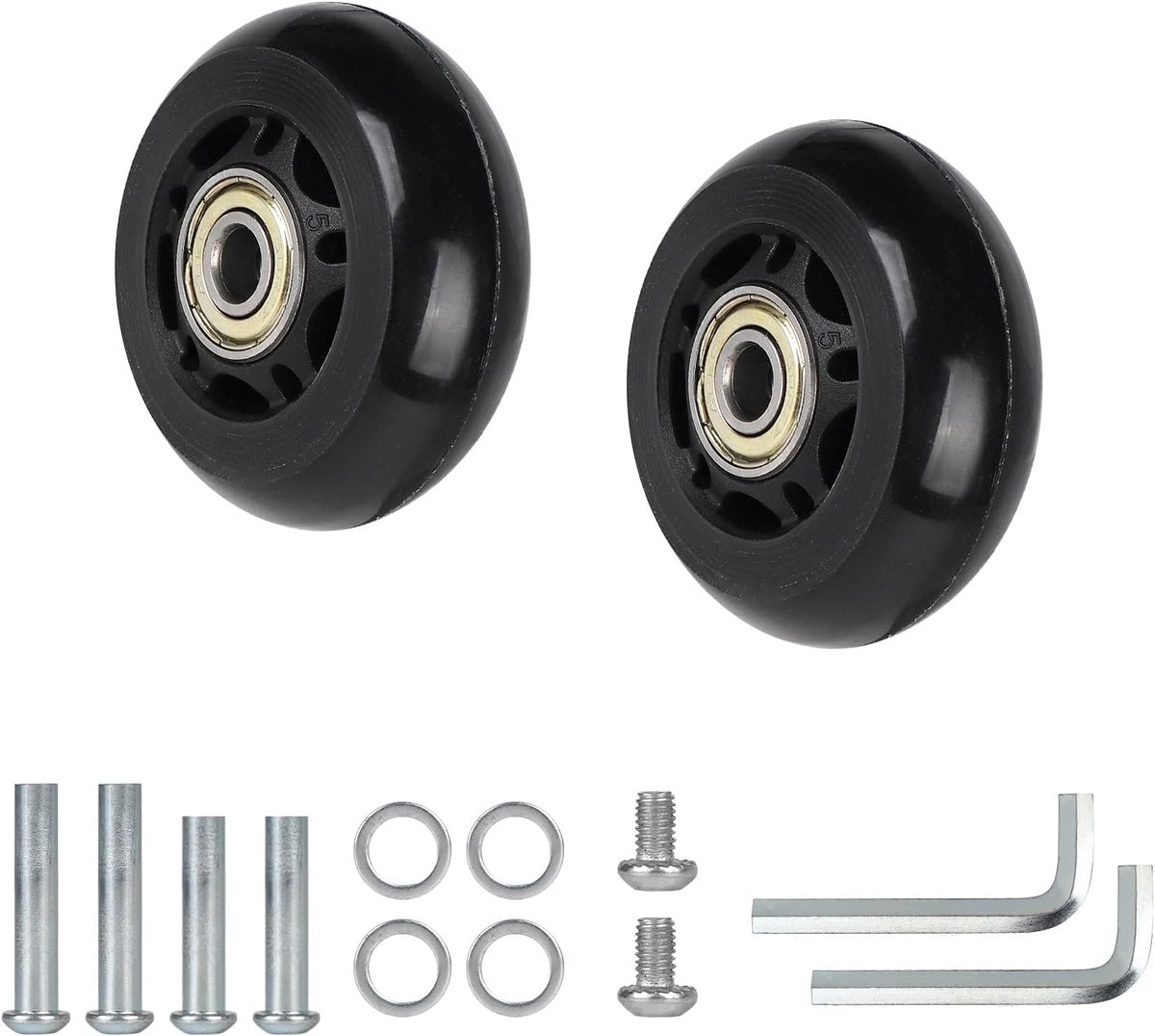 Vervangwielen voor koffer 60 x 24 mm - rubber met metalen kern - slijtvast en stil - ideaal voor trolley's - ShopVlot