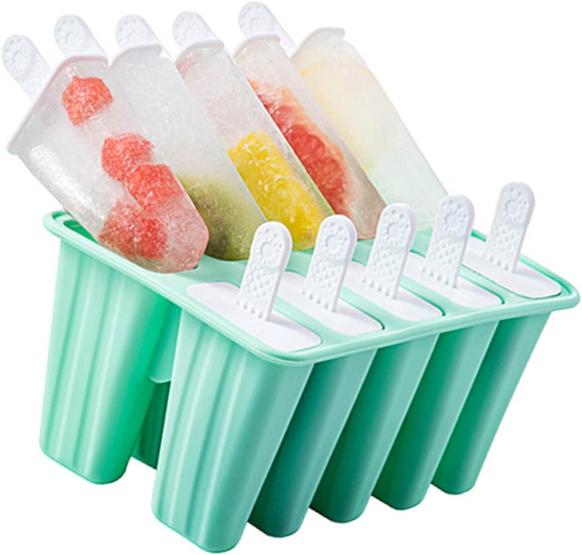 SnelShoppen - IJsblokjesmaker 10 Vakjes Silicone, Non Stick IJs Lollipop Maker voor Thuis, DIY IJs Popsicle Mold voor Gezinnen, Restaurants en Theehui