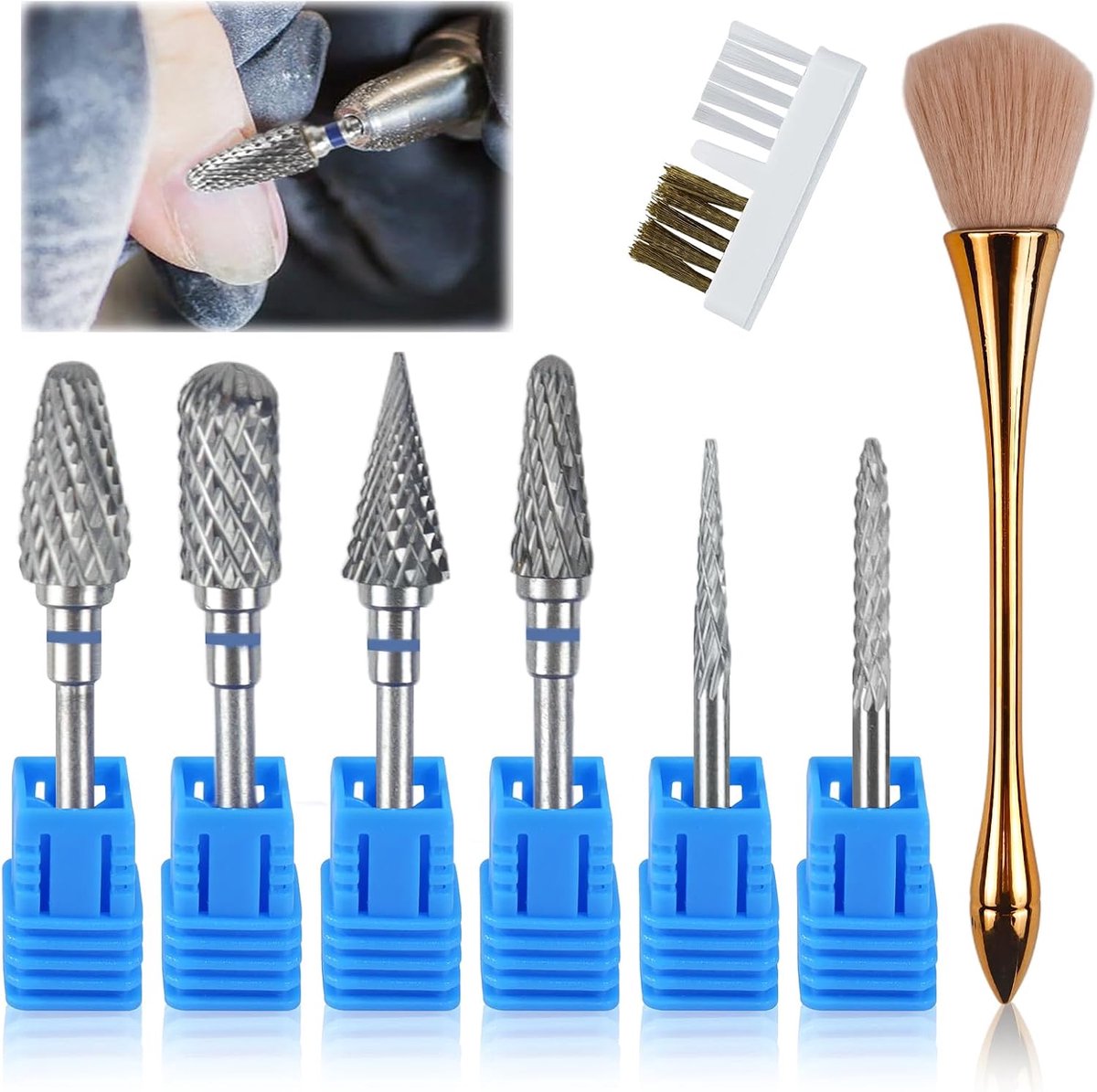 Nagelknipper set 6 stuks - Professionele diamant bits - Tungsten staal - Voor manicure en pedicure - ShopVlot
