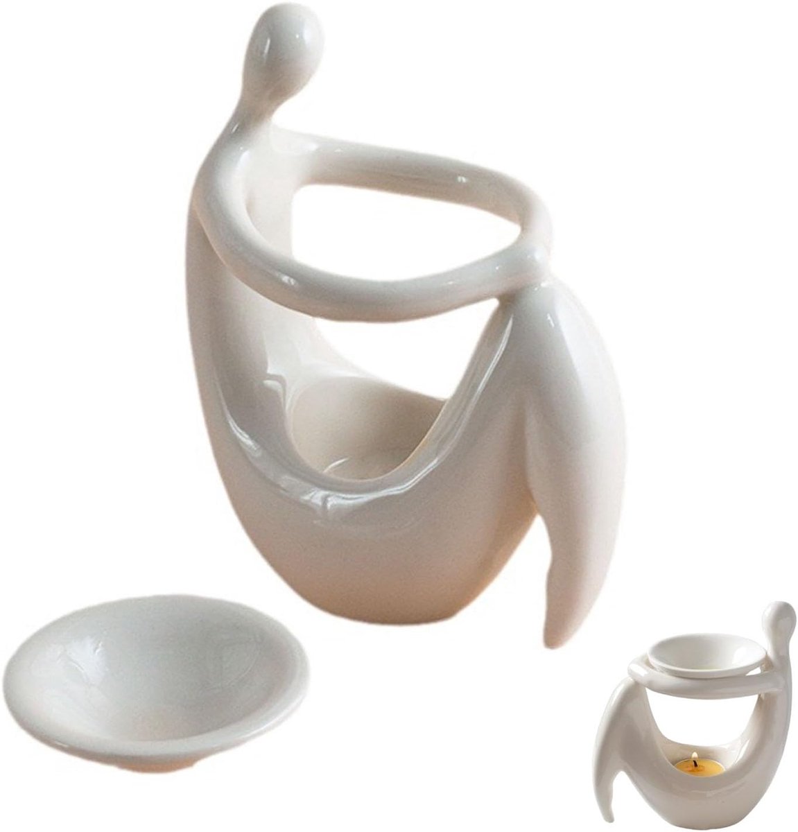 Ceramic Oil Diffuser, Ceramic Burner, Essential Oils, Candle Diffuser, for Bedroom Decoration, Essential Oils, White - ShopVlot
