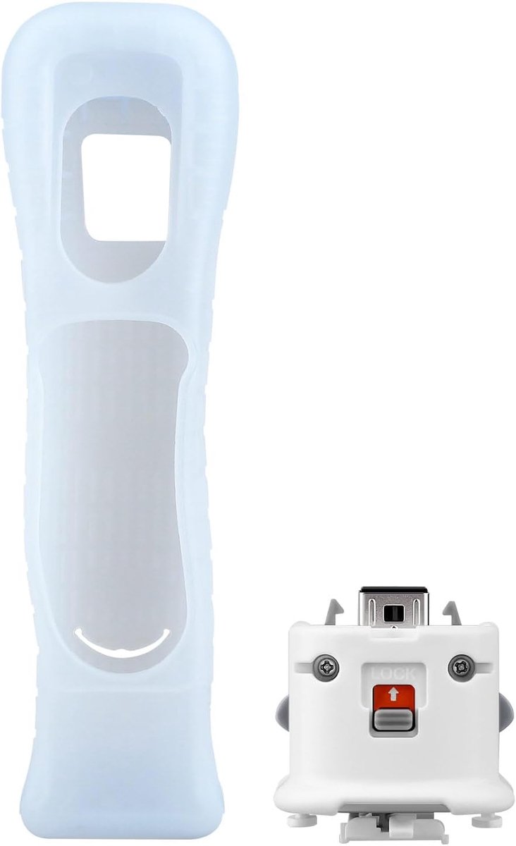 Motionplus Motion Plus + Siliconen Hoesje voor Nintendo Wii Afstandsbediening Game (Wit)
