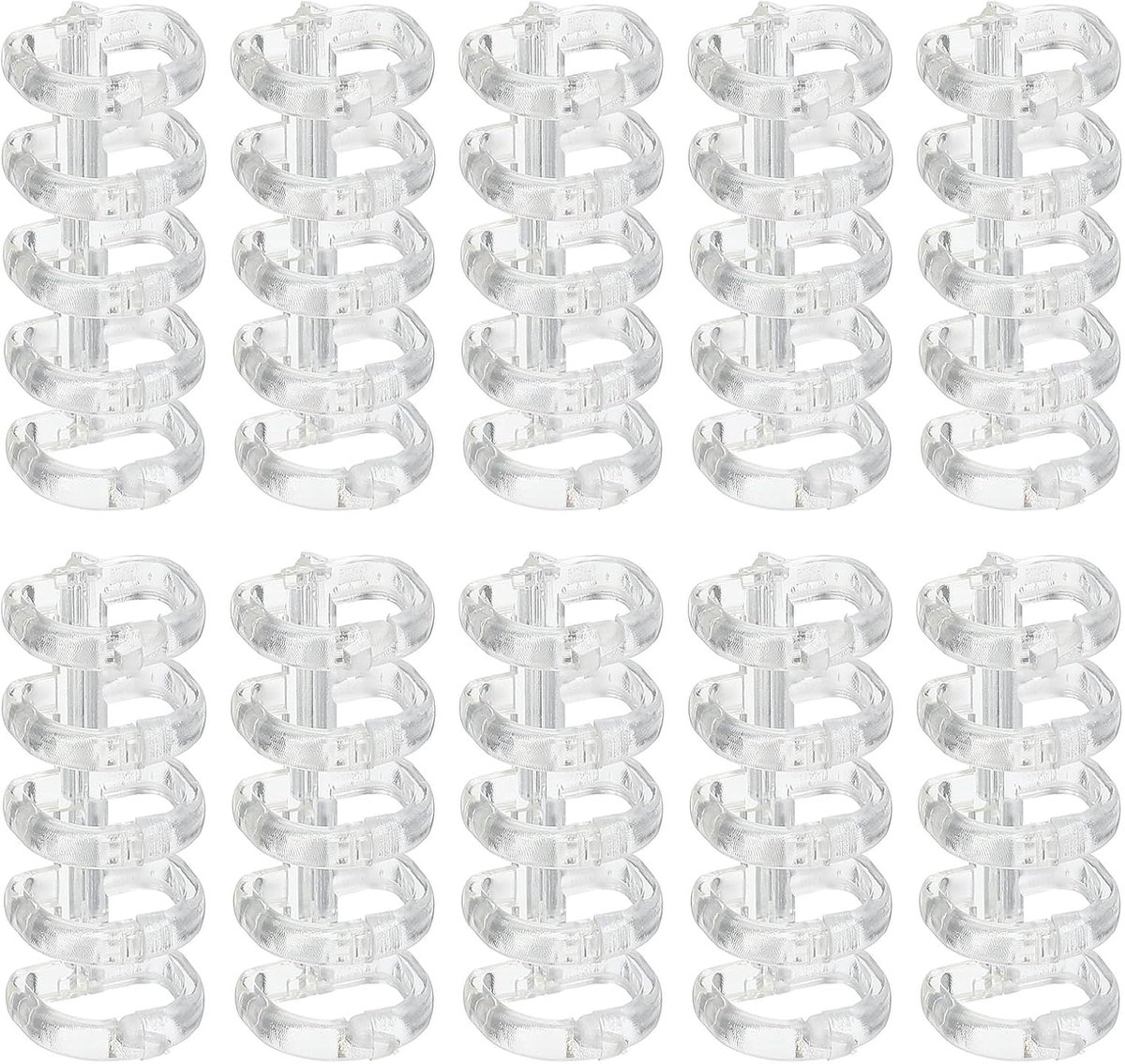 5-ring bindringen, 1,6 "x 0,69" 10 stuks plastic ronde losbladige ringen kam folioband voor notitieboekalbum en kantoorbenodigdheden, wit