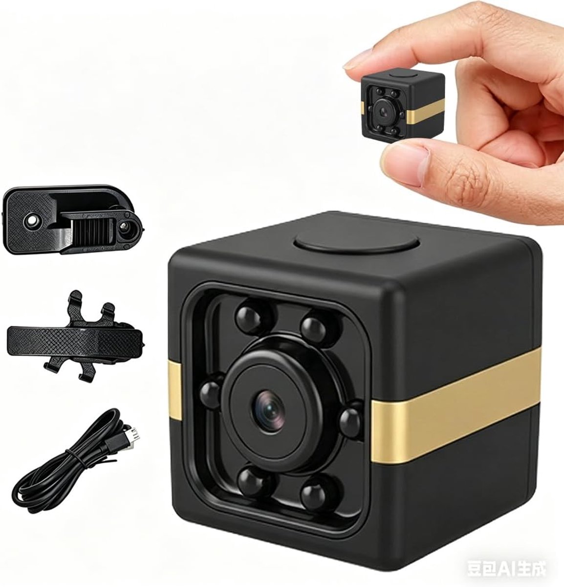 draadloos, 1080p, micro-bewakingscamera, discreet, onzichtbaar, met bewegingsdetectie en nachtzicht, verborgen camera voor thuis, zonder internet, zwart