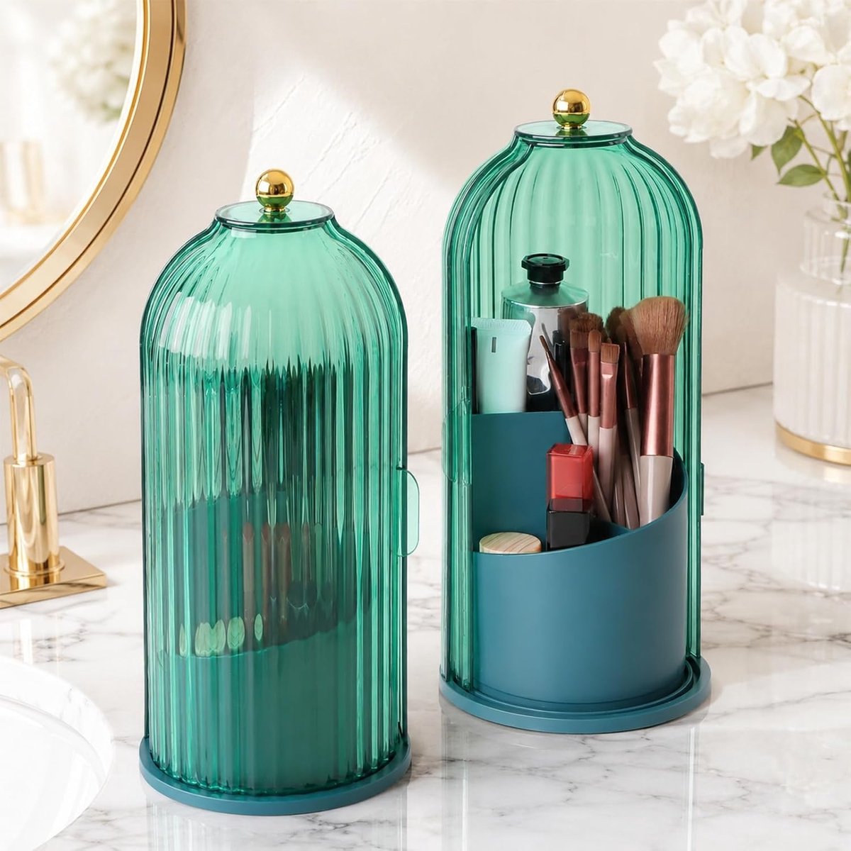Makeup organizer 360° draaibaar - transparant met deksel - stofdicht - eenvoudig bereikbaar - ShopVlot